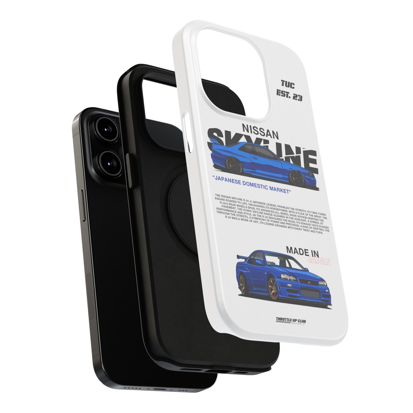 NISSAN SKYLINE GTR R-34 PHONE CASE  "GERMAN ENGENEERING"