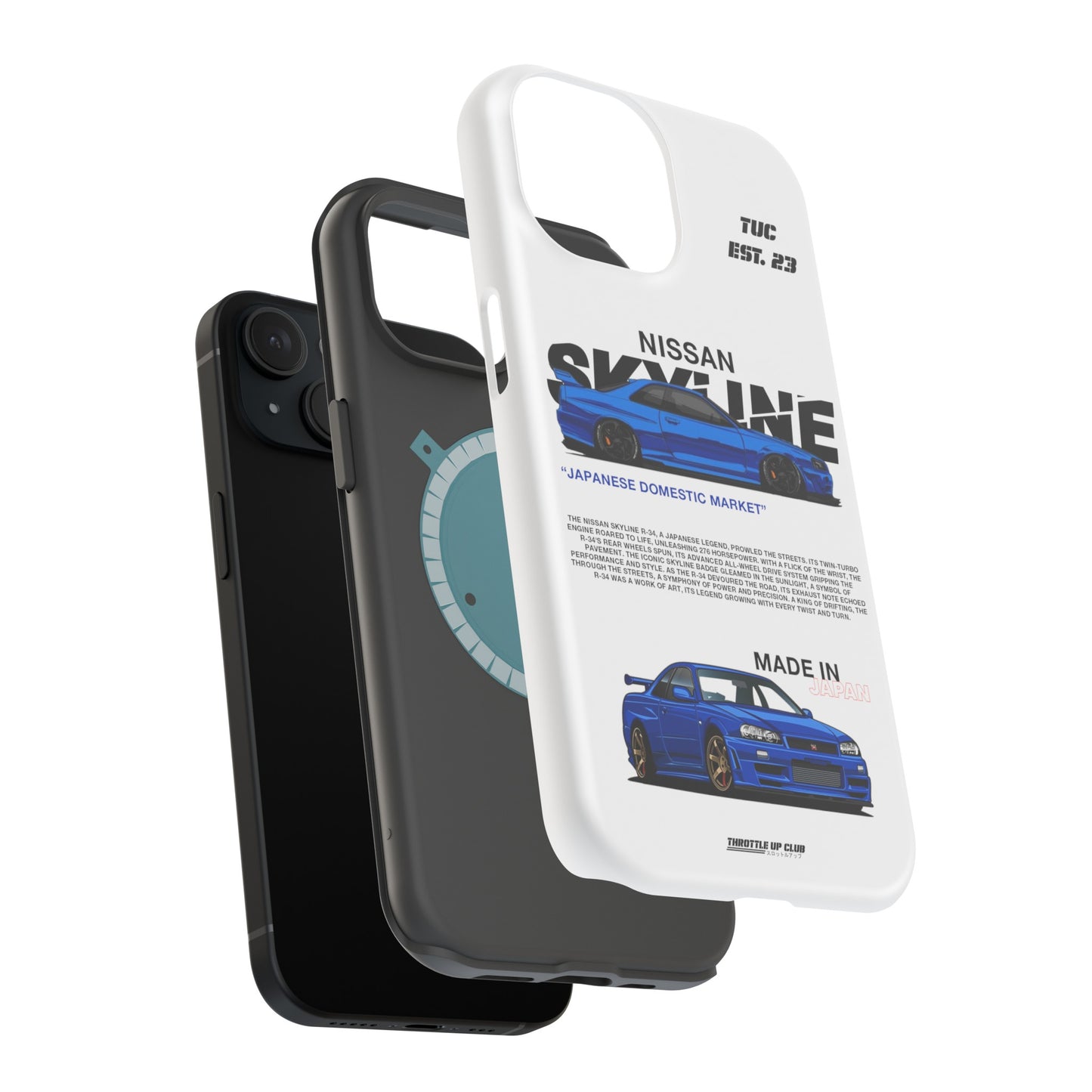 NISSAN SKYLINE GTR R-34 PHONE CASE  "GERMAN ENGENEERING"