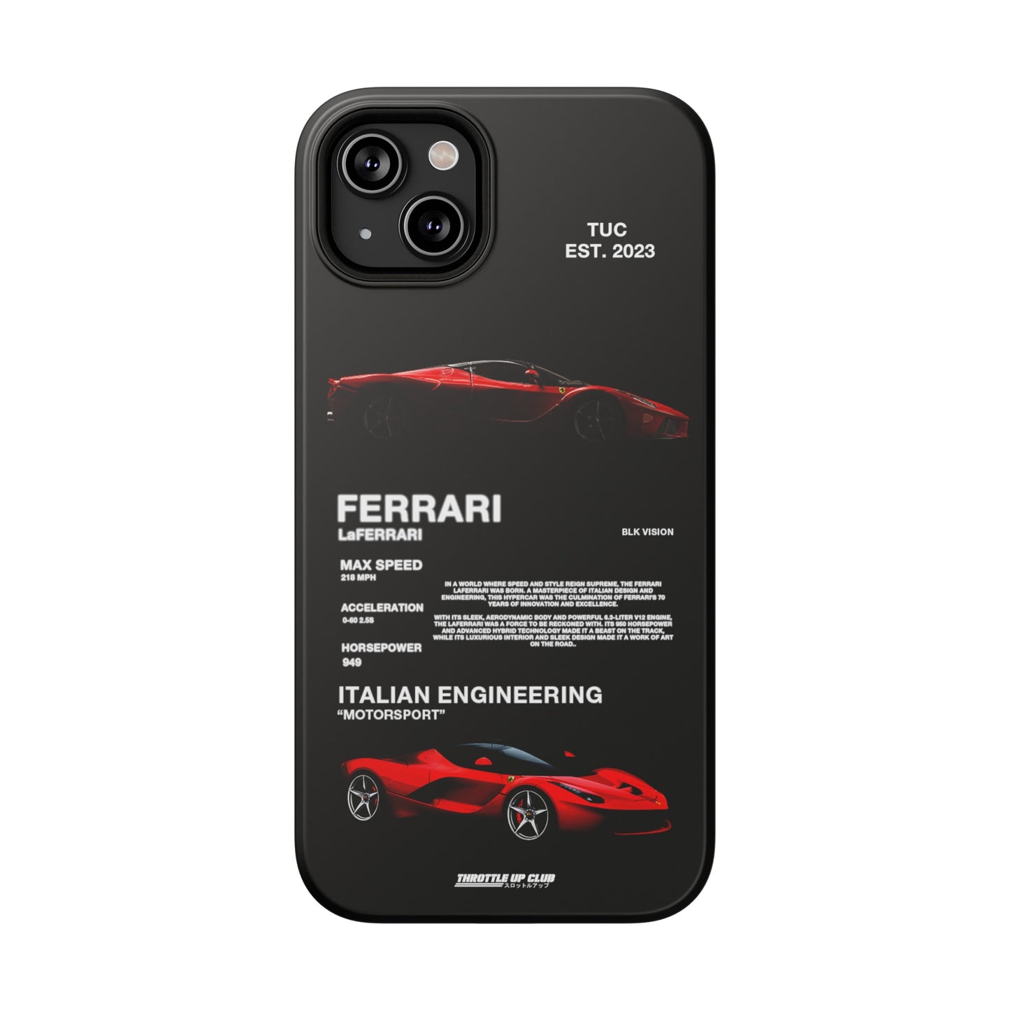 FERRARI LaFERRARI "ITALIAN ENGINEERING" BLK VISION PHONE CASE