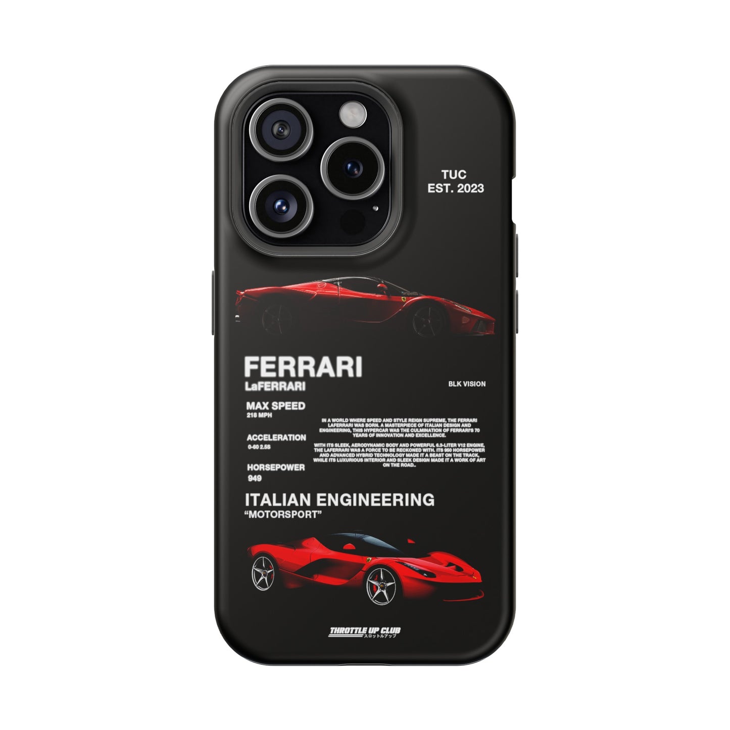 FERRARI LaFERRARI "ITALIAN ENGINEERING" BLK VISION PHONE CASE