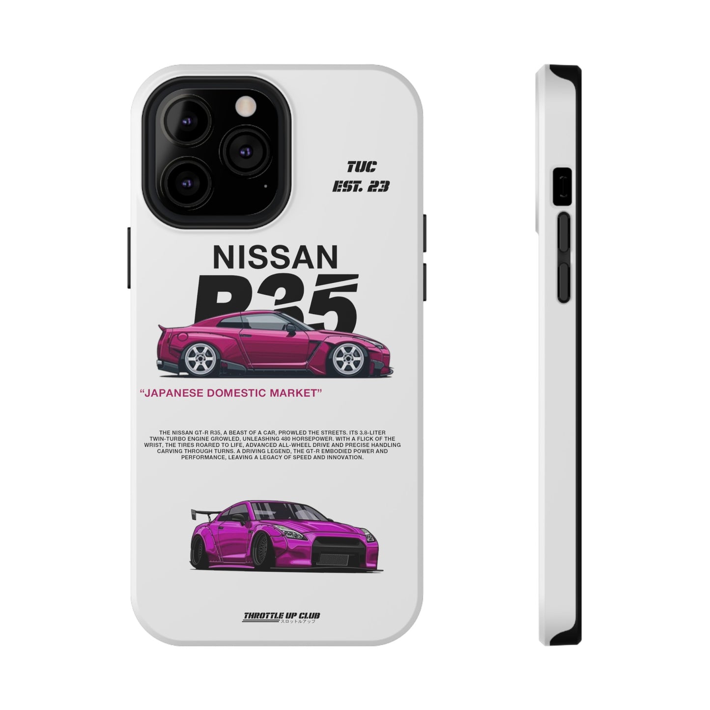 NISSAN GTR R35 WHITE PHONE CASE "JAPANESE ENGENEERING" NEW VERSIONS