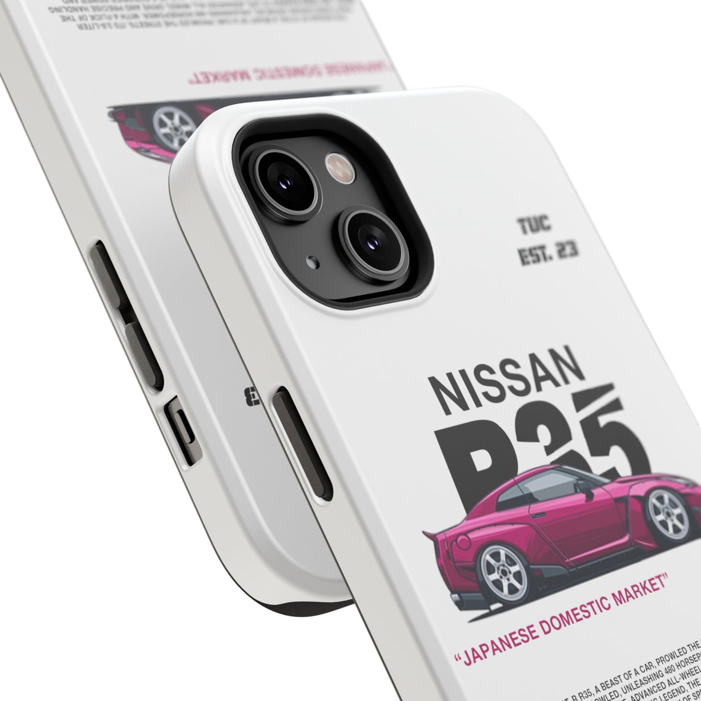 NISSAN GTR R35 WHITE PHONE CASE "JAPANESE ENGENEERING" NEW VERSIONS