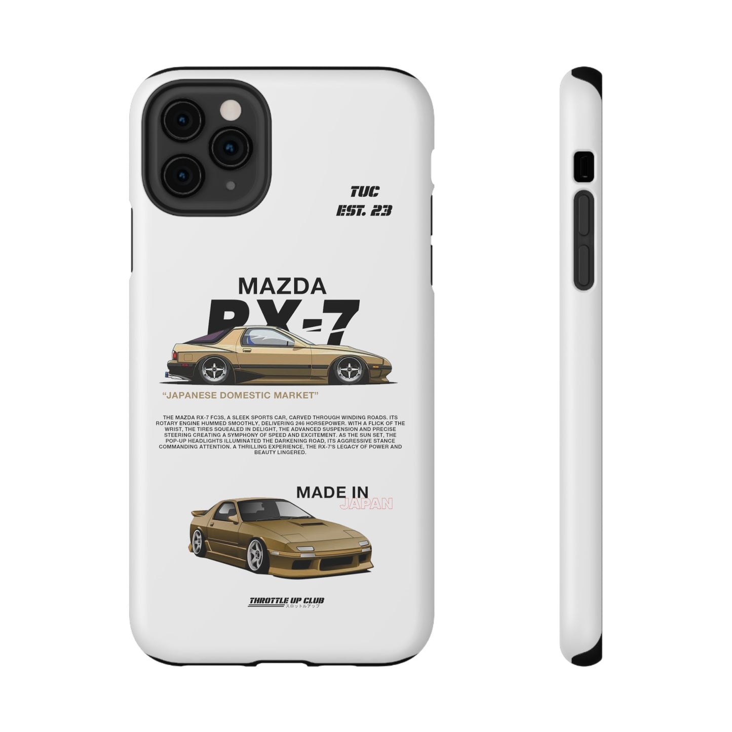 MAZDA RX-7 FC3S PHONE CASE "JAPANESE ENGENEERING" OLD VERSIONS