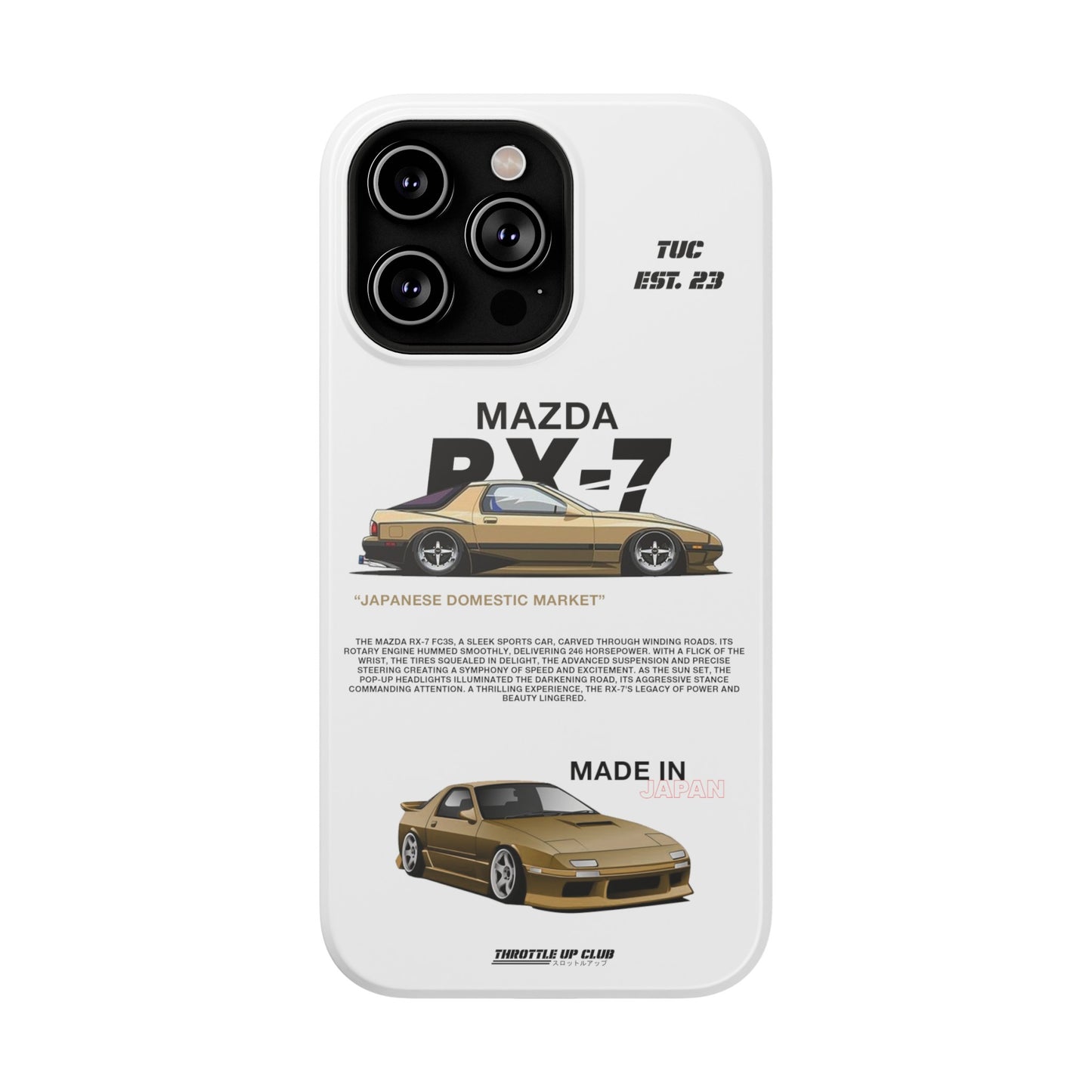 MAZDA RX-7 FC3S PHONE CASE "JAPANESE ENGENEERING" OLD VERSIONS