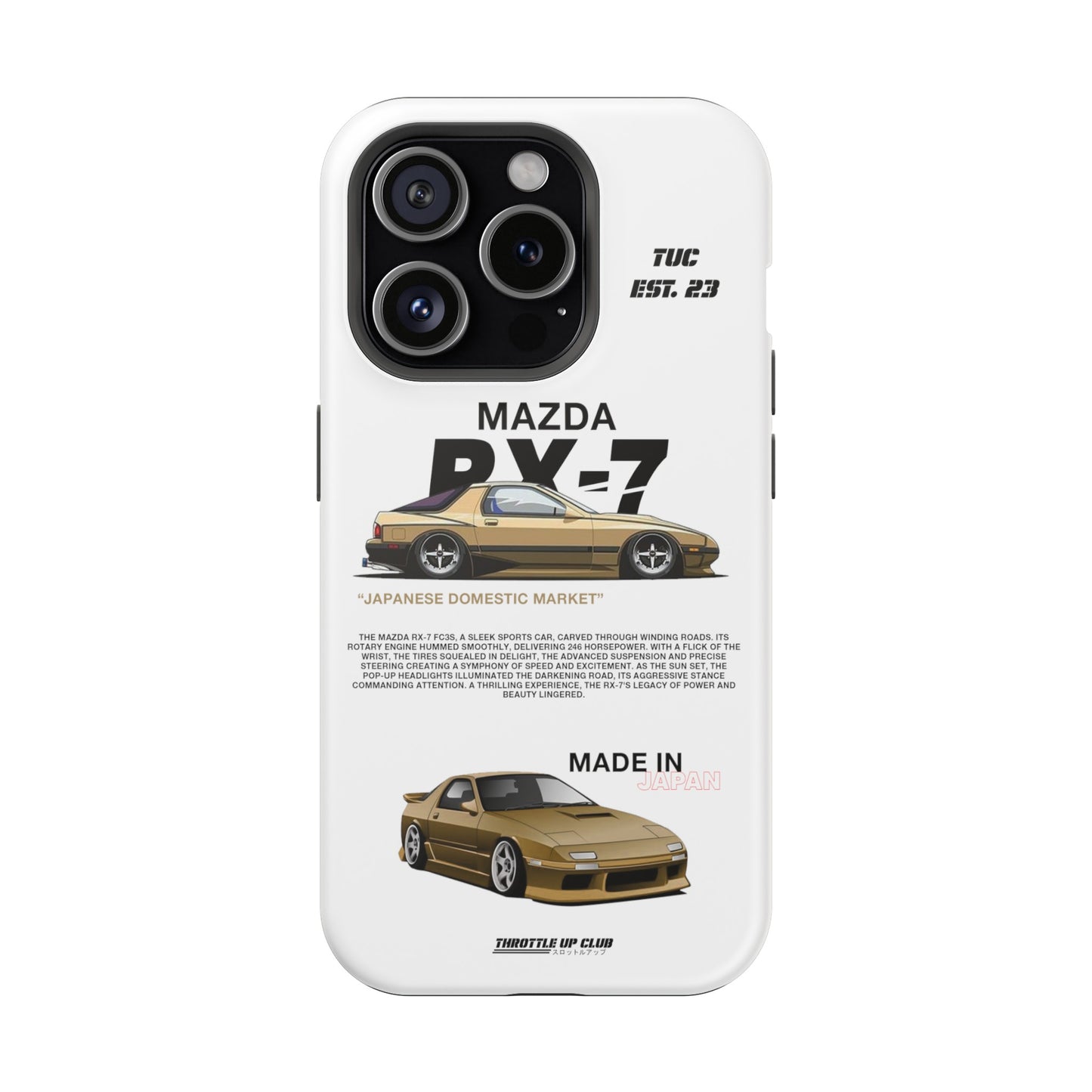 MAZDA RX-7 FC3S PHONE CASE "JAPANESE ENGENEERING" OLD VERSIONS