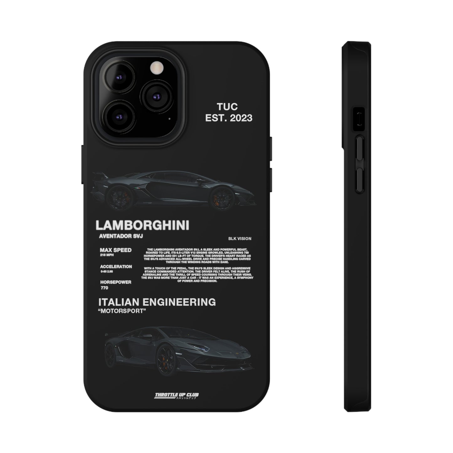 LAMBORGHINI AVENTADOR SVJ "ITALIAN ENGINEERING" BLK VISION PHONE CASE