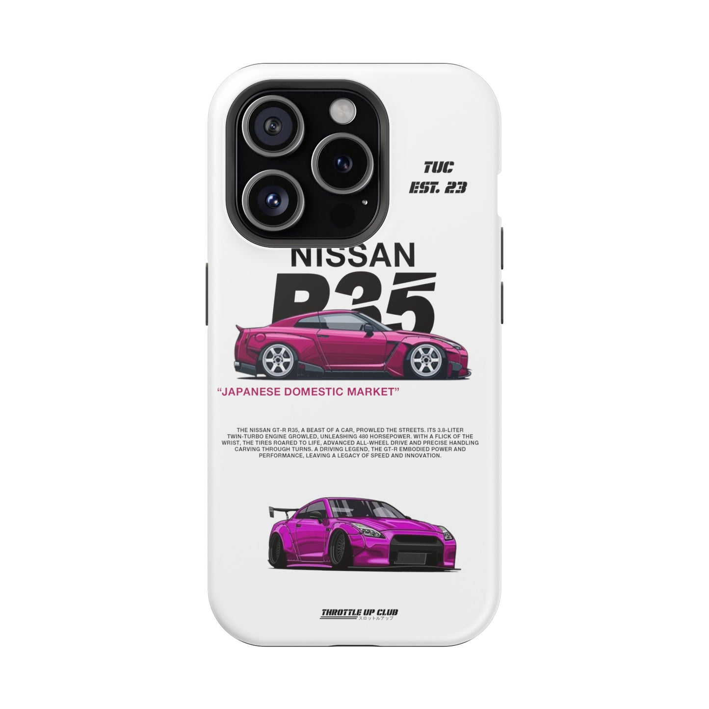 NISSAN GTR R35 WHITE PHONE CASE "JAPANESE ENGENEERING" NEW VERSIONS