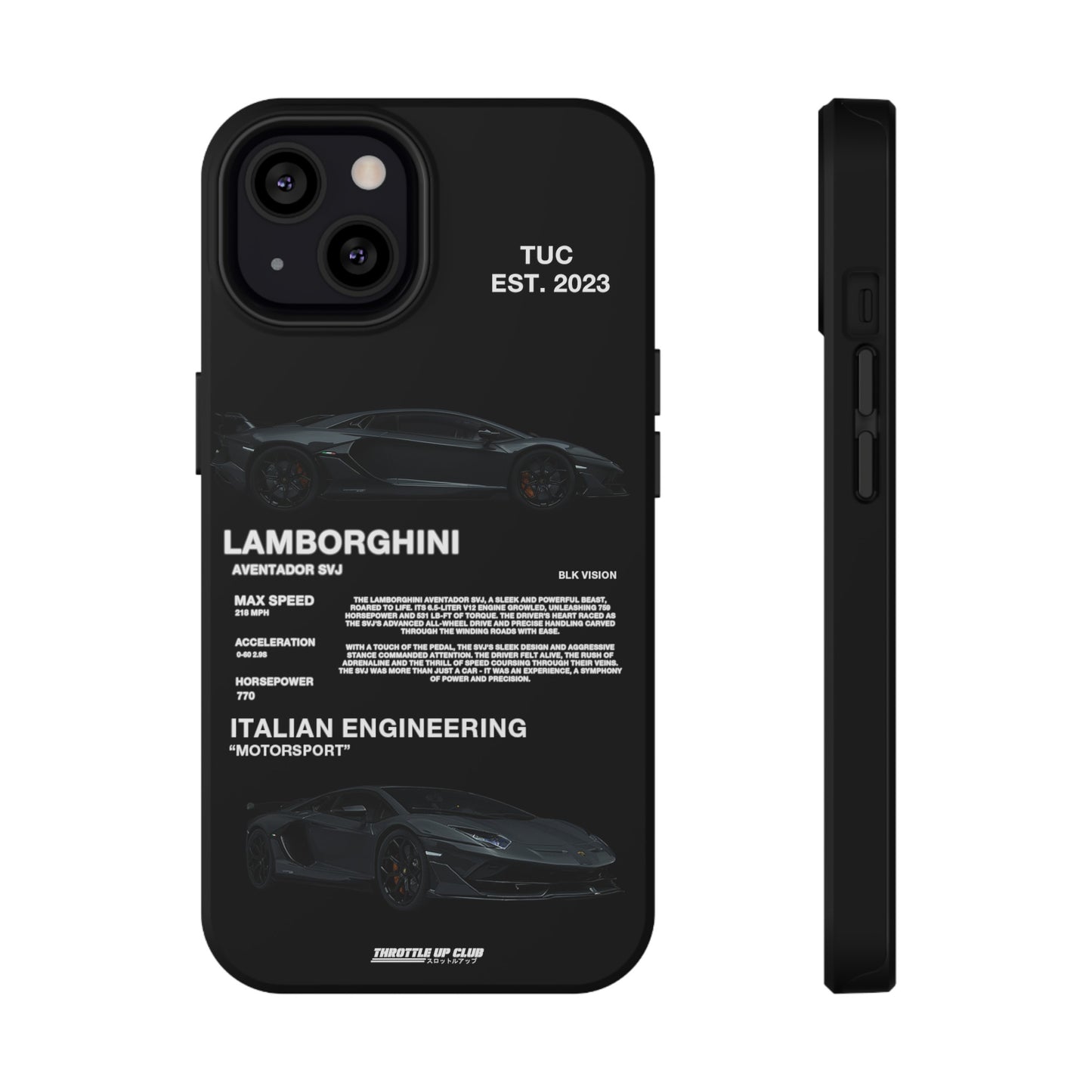 LAMBORGHINI AVENTADOR SVJ "ITALIAN ENGINEERING" BLK VISION PHONE CASE