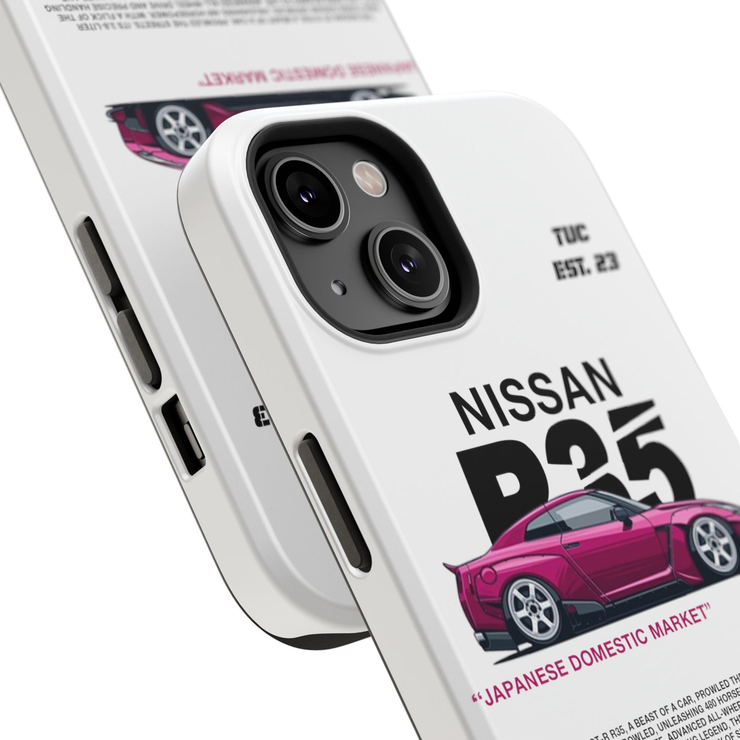 NISSAN GTR R35 WHITE PHONE CASE "JAPANESE ENGENEERING" NEW VERSIONS