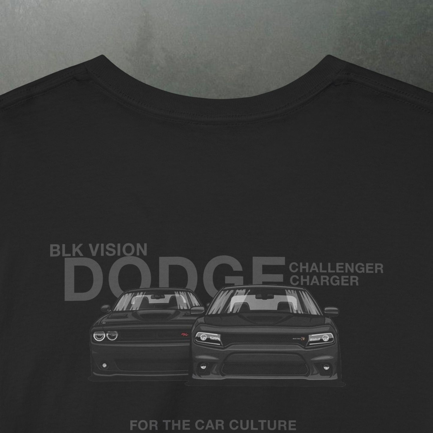 DODGE CHARGER AND CHALLENGER "BLK VISION" T-SHIRT IN BLACK