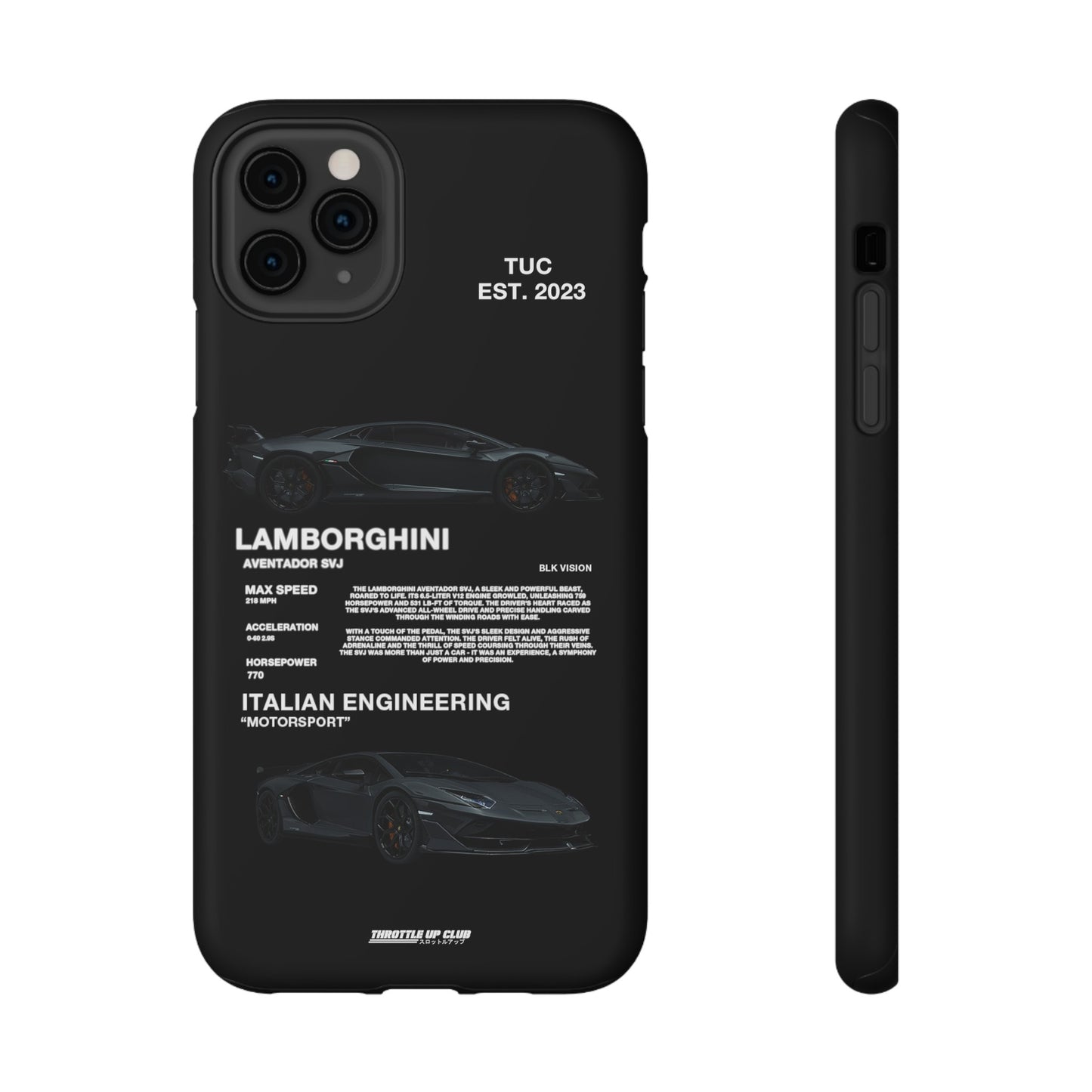 LAMBORGHINI AVENTADOR SVJ "ITALIAN ENGINEERING" BLK VISION PHONE CASE