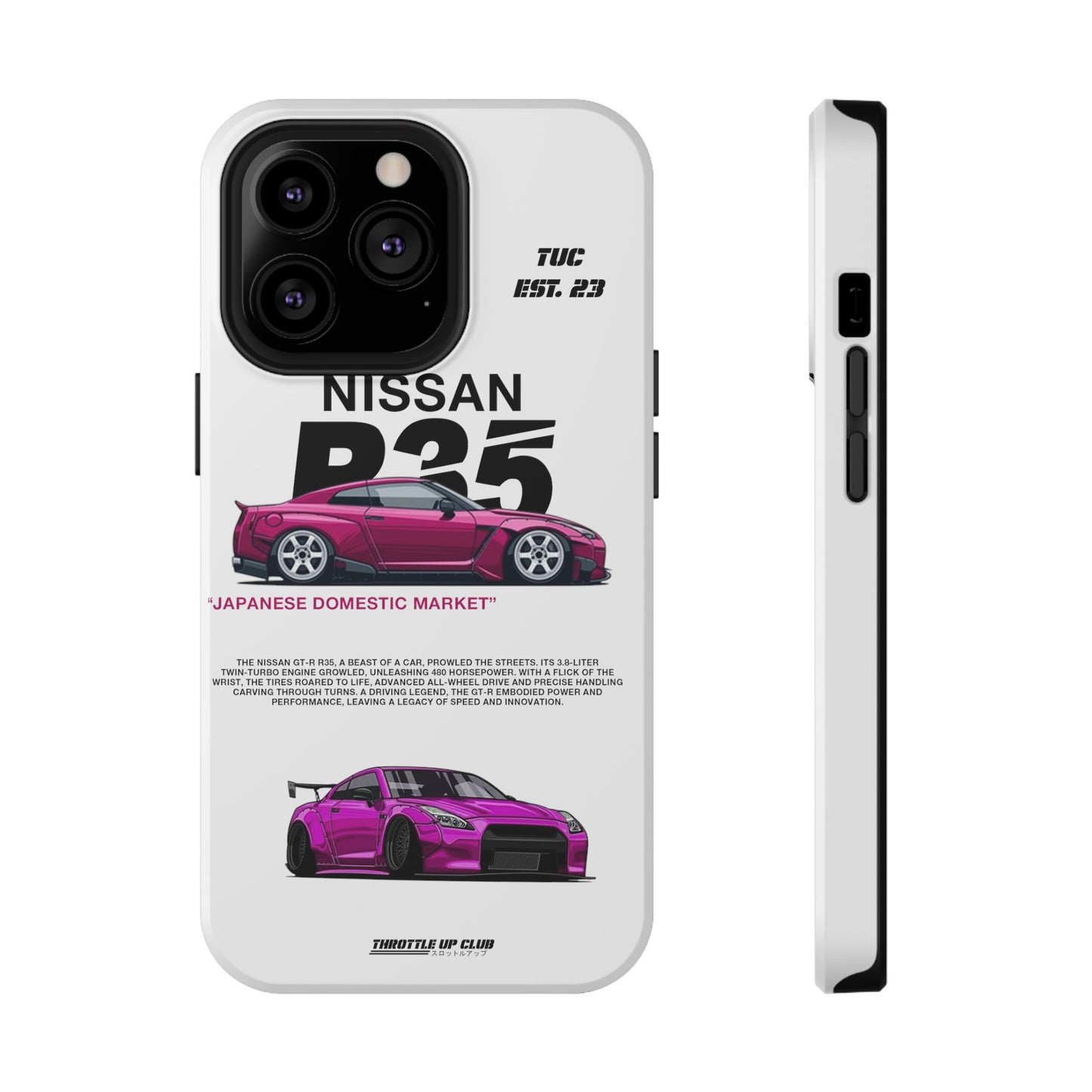 NISSAN GTR R35 WHITE PHONE CASE "JAPANESE ENGENEERING" NEW VERSIONS