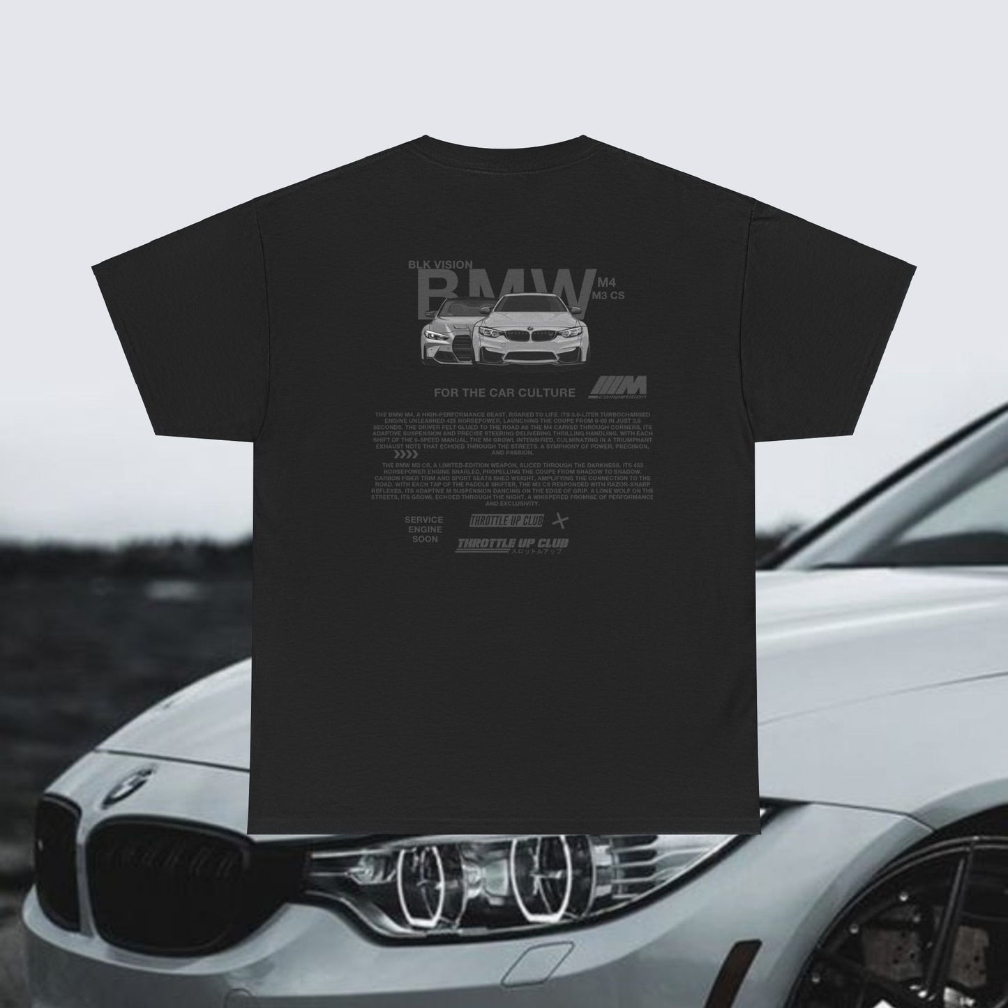 BMW M4 AND M3 CS "BLK VISION" T-SHIRT IN BLACK