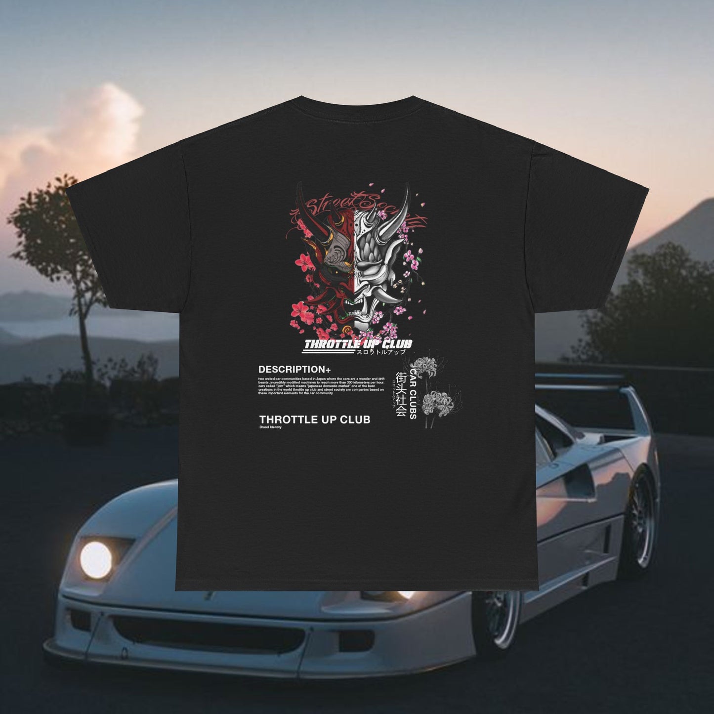 STREET SOCIETY FL X THROTTLE UP CLUB STORE "CAR CLUB COLLABORATION" T-SHIRT IN BLACK