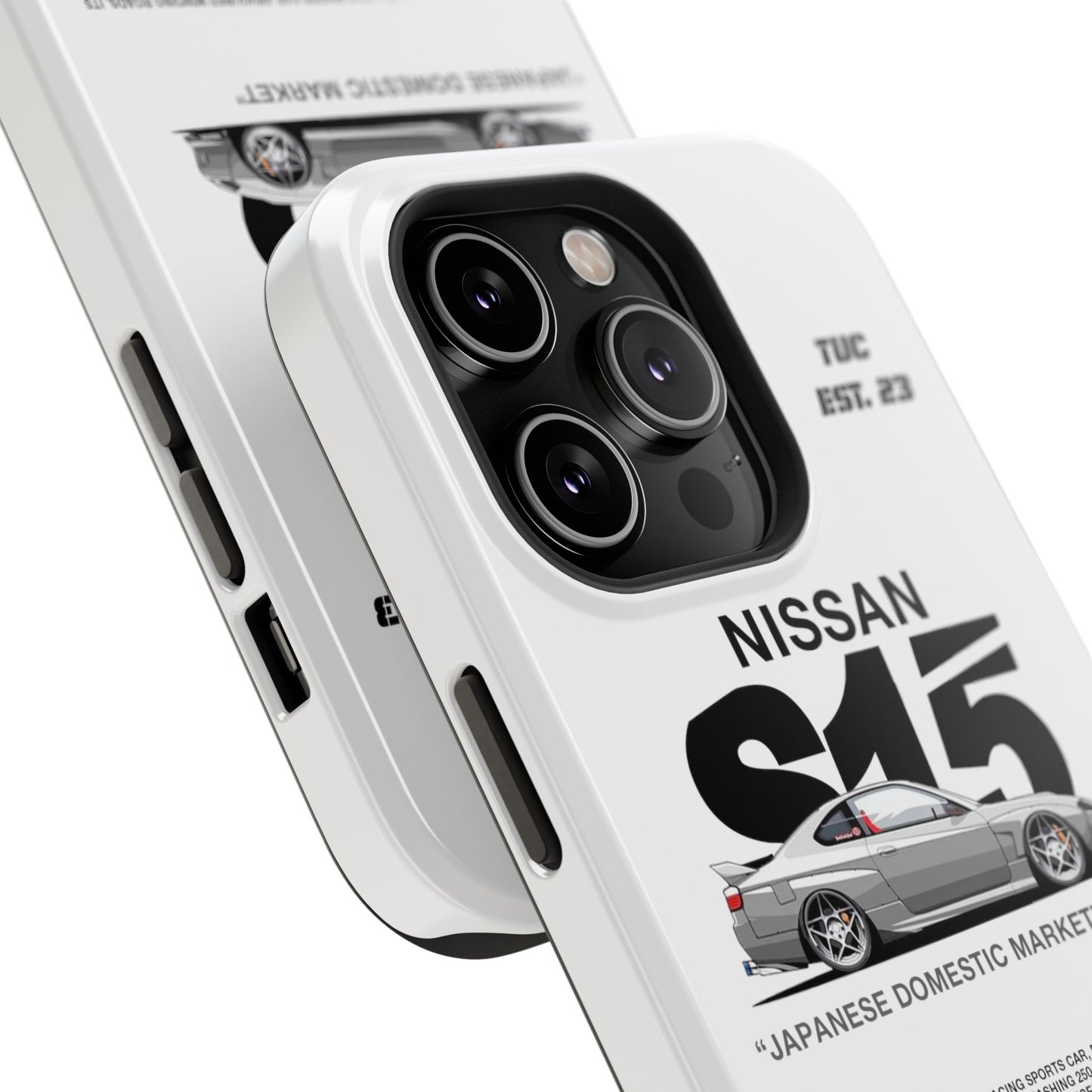 NISSAN SILVIA S15 WHITE PHONE CASE "JAPANESE ENGENEERING" OLD VERSIONS