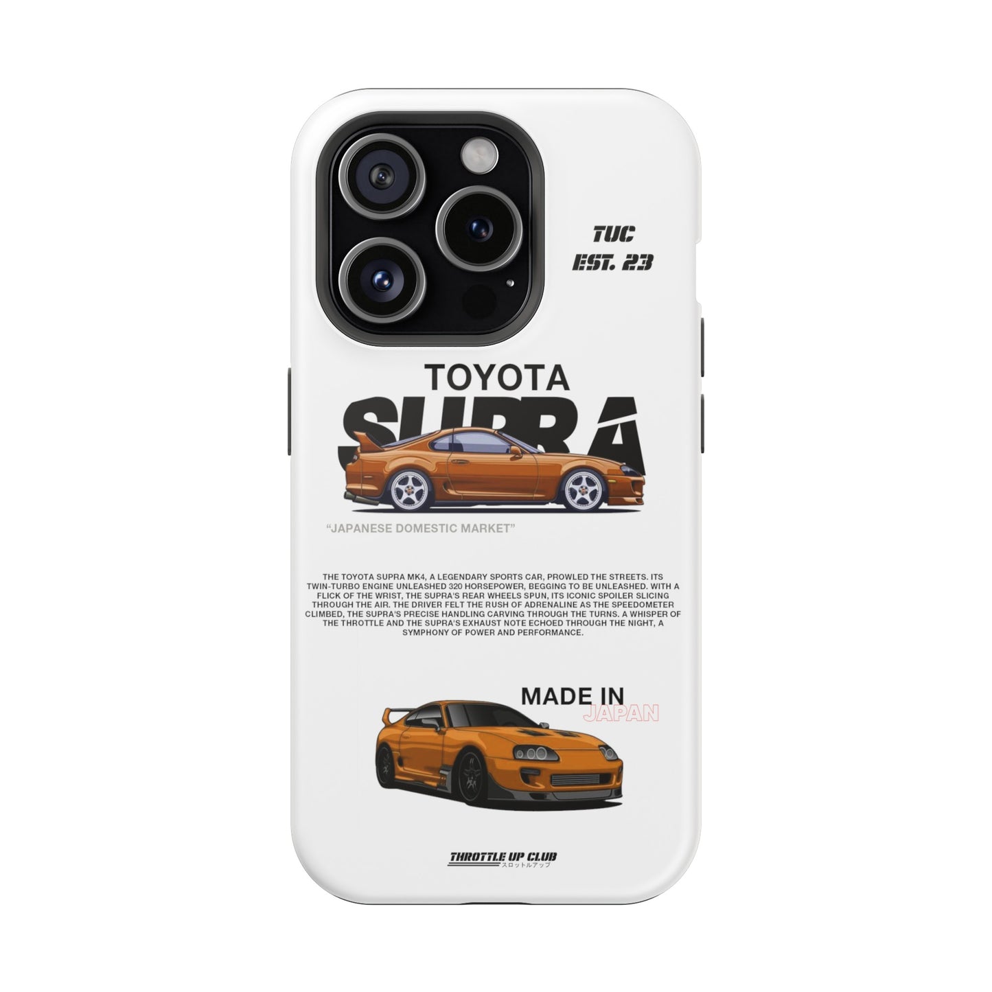 TOYOTA SUPRA MK4 PHONE  CASE "JAPANESE ENGENEERING" OLD VERSIONS