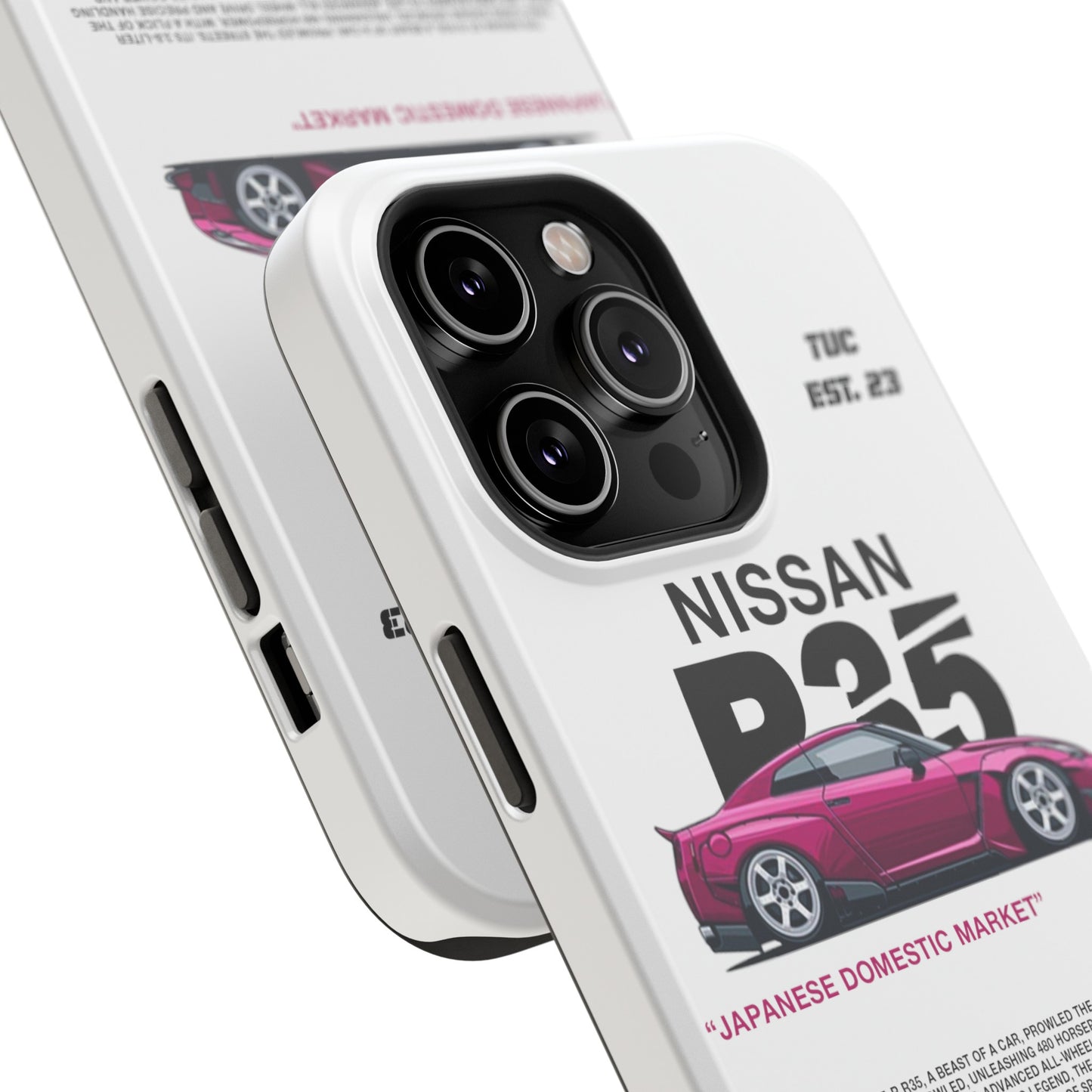 NISSAN GTR R35 WHITE PHONE CASE "JAPANESE ENGENEERING" NEW VERSIONS