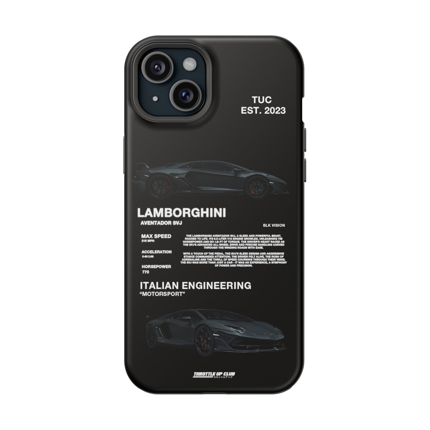 LAMBORGHINI AVENTADOR SVJ "ITALIAN ENGINEERING" BLK VISION PHONE CASE