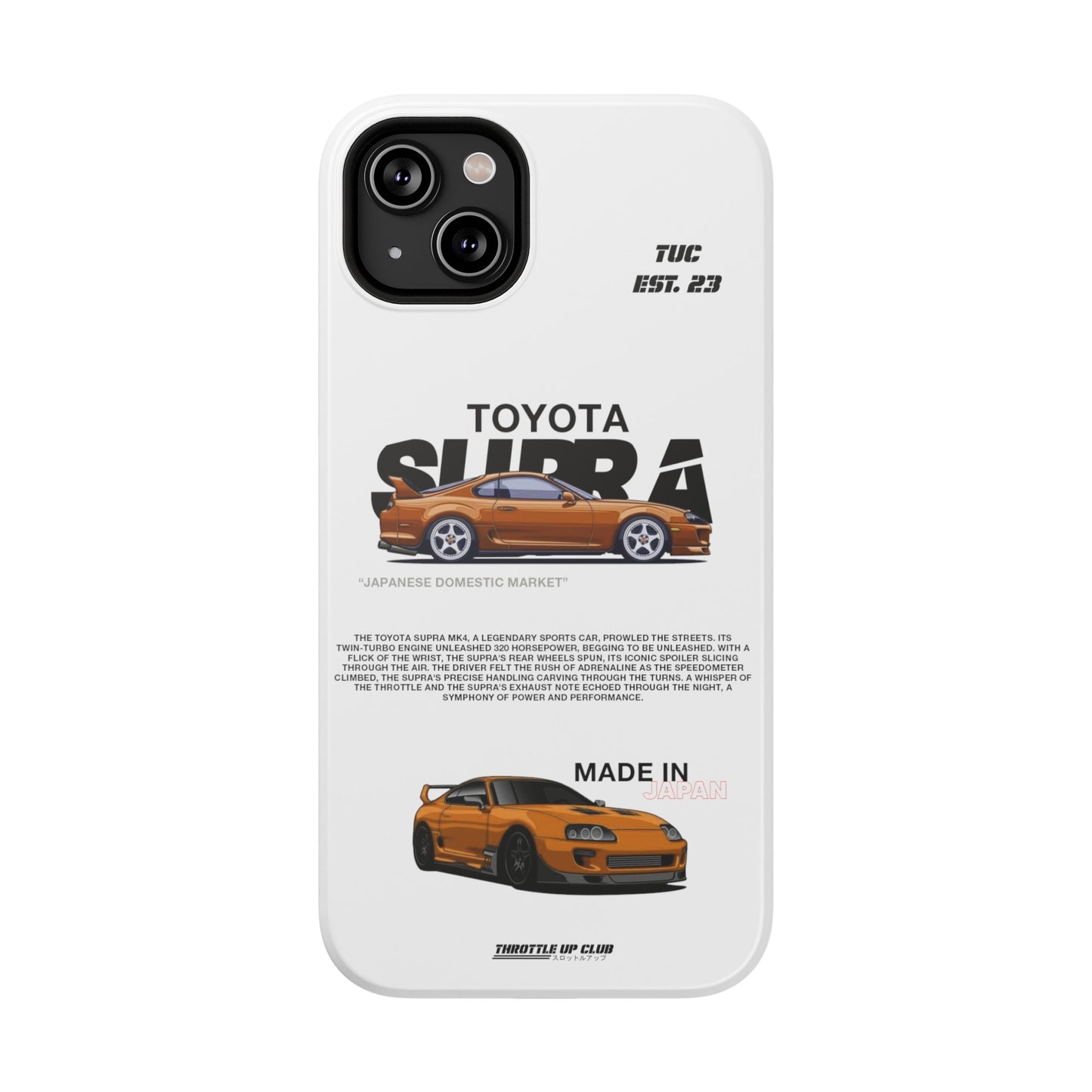 TOYOTA SUPRA MK4 PHONE  CASE "JAPANESE ENGENEERING" OLD VERSIONS