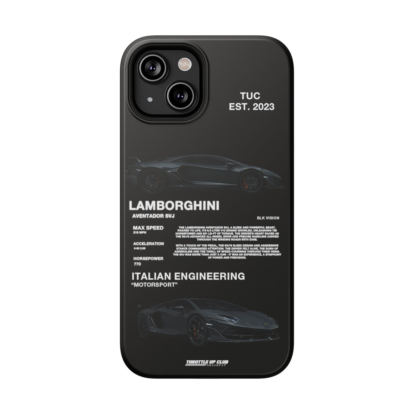 LAMBORGHINI AVENTADOR SVJ "ITALIAN ENGINEERING" BLK VISION PHONE CASE