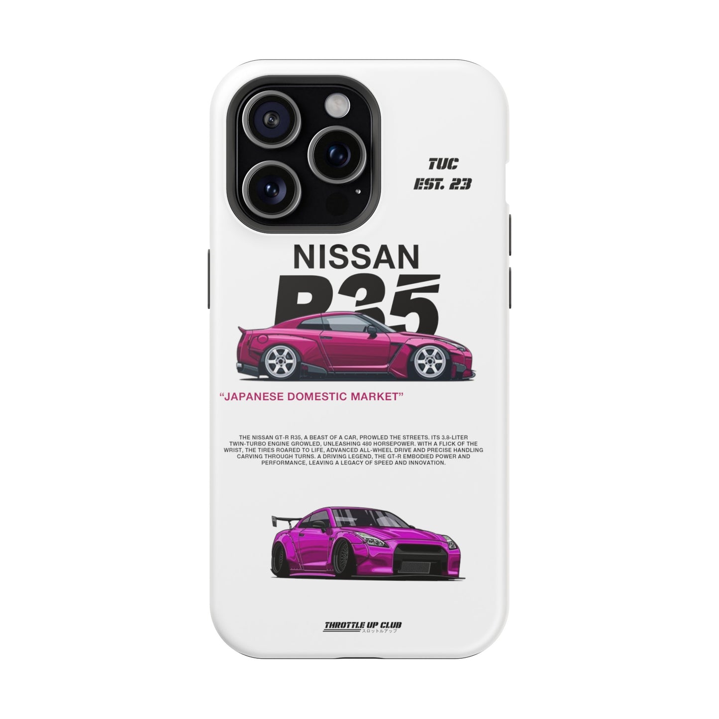 NISSAN GTR R35 WHITE PHONE CASE "JAPANESE ENGENEERING" NEW VERSIONS