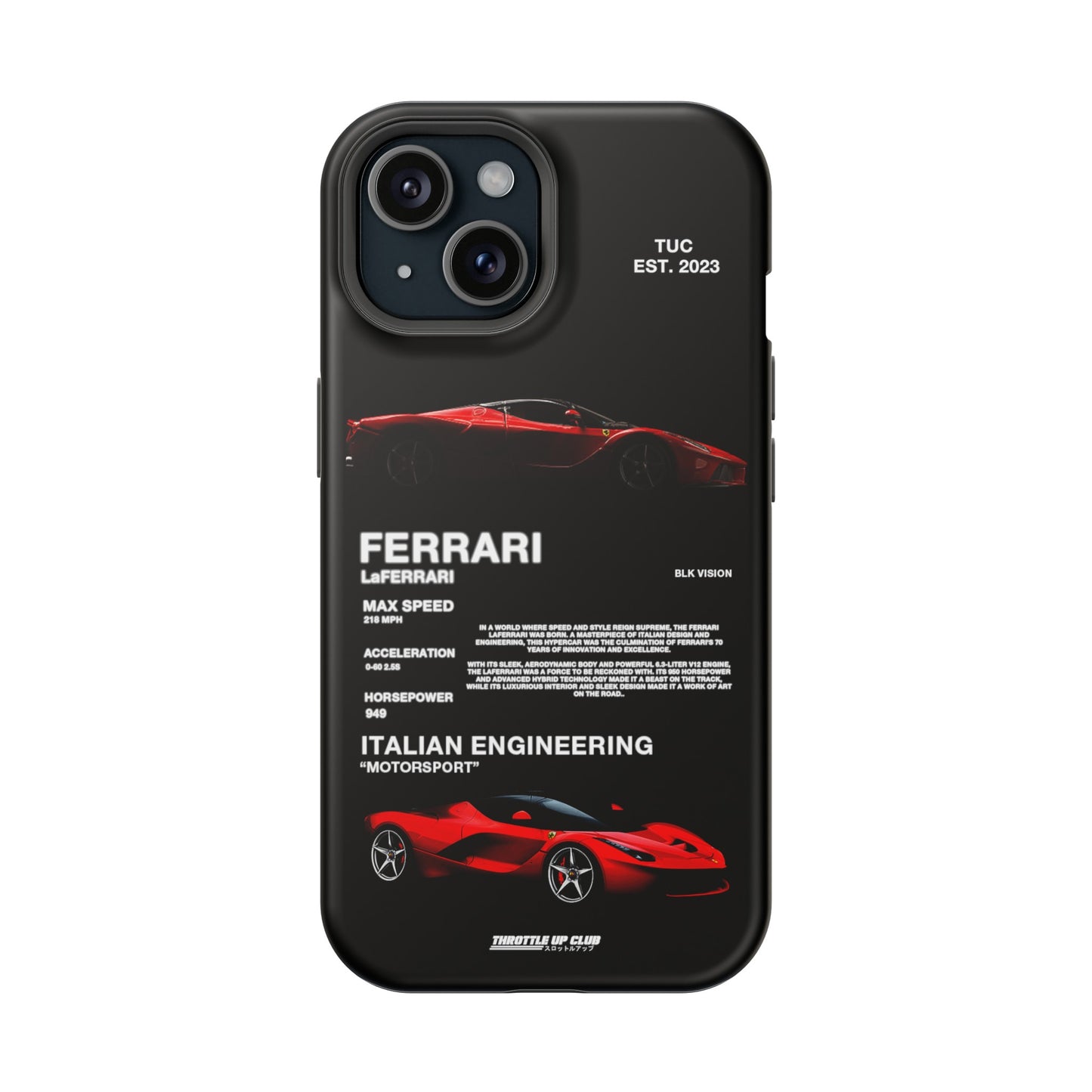 FERRARI LaFERRARI "ITALIAN ENGINEERING" BLK VISION PHONE CASE