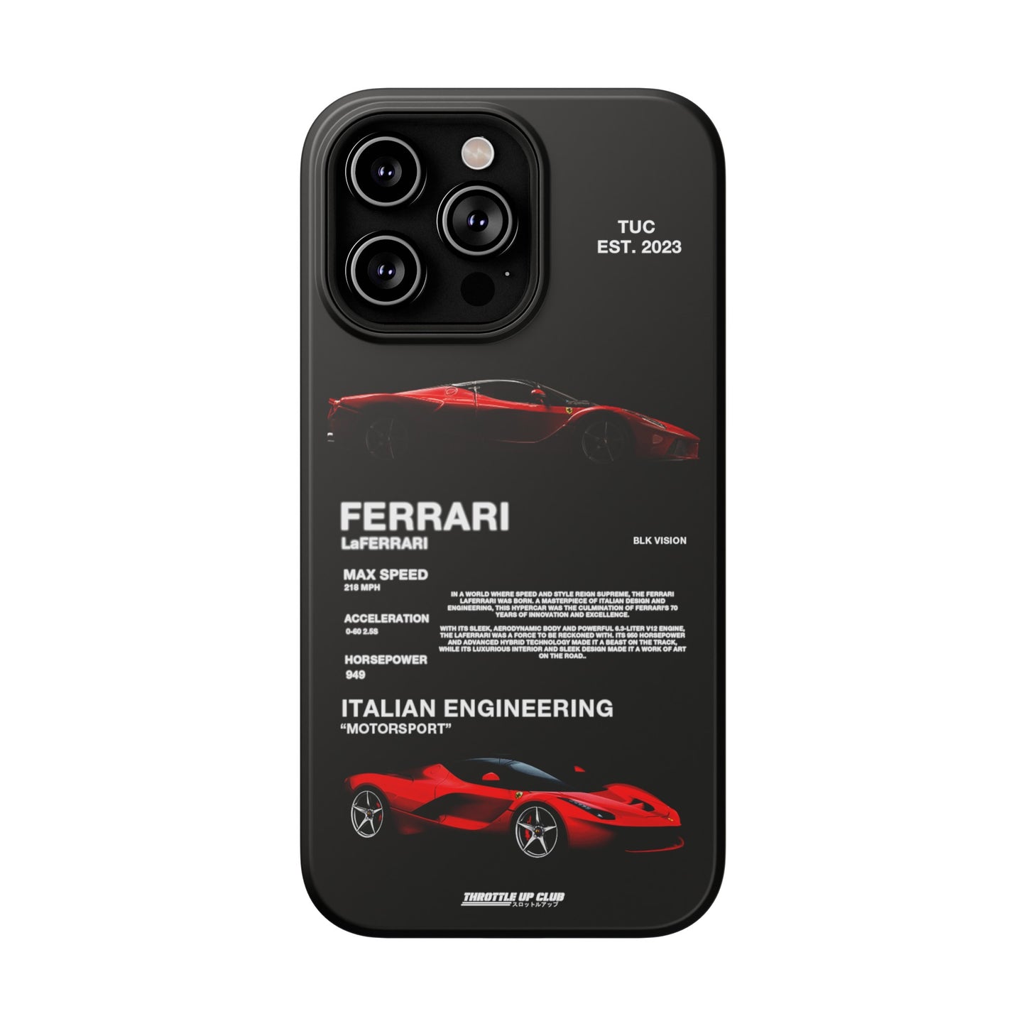 FERRARI LaFERRARI "ITALIAN ENGINEERING" BLK VISION PHONE CASE