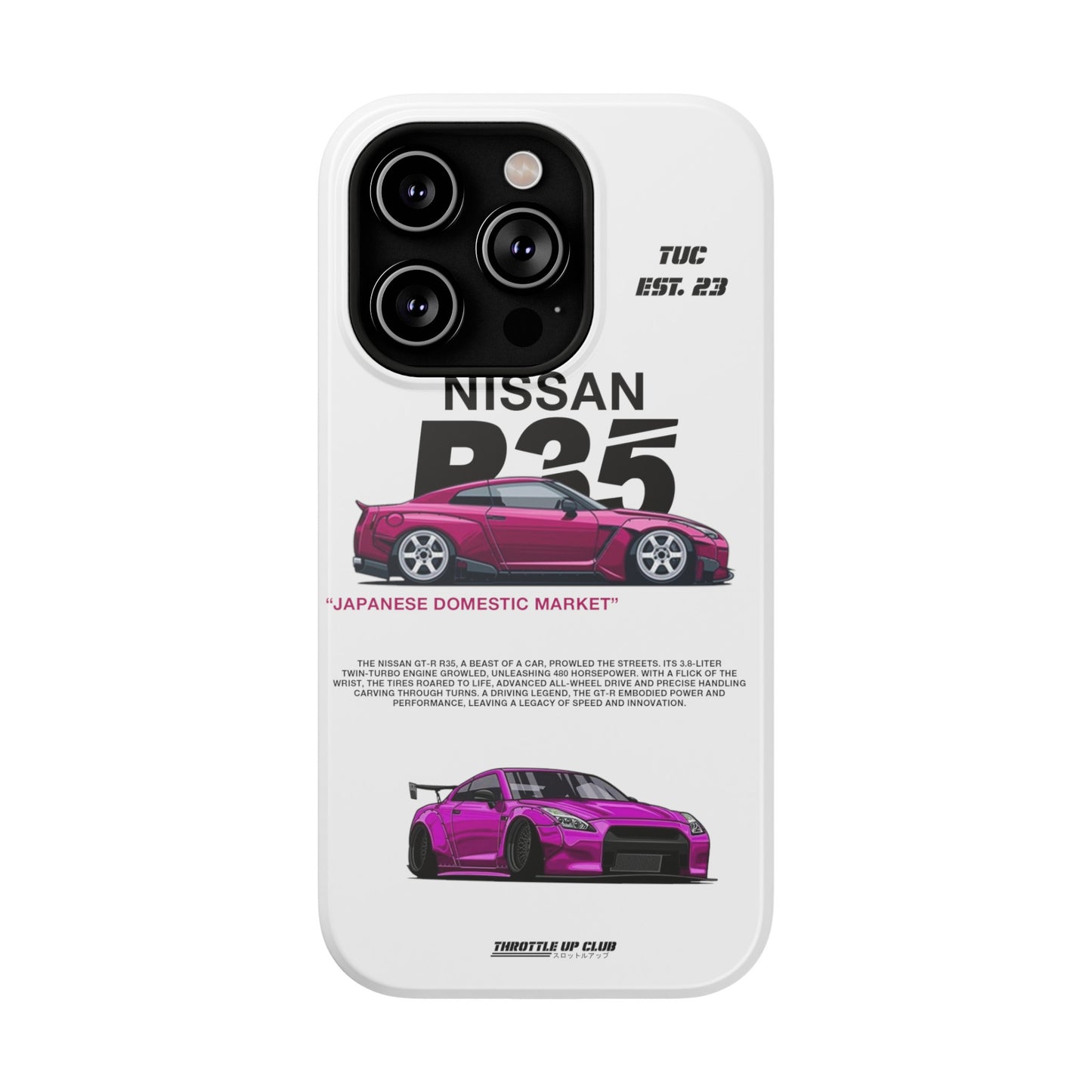 NISSAN GTR R35 WHITE PHONE CASE "JAPANESE ENGENEERING" NEW VERSIONS