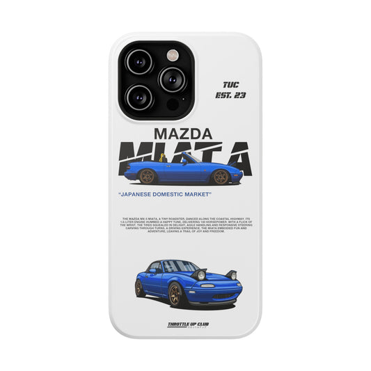 MAZDA 1ST GEN MIATA MX-5 WHITE PHONE CASE "JAPANESE ENGENEERING" OLD VERSIONS