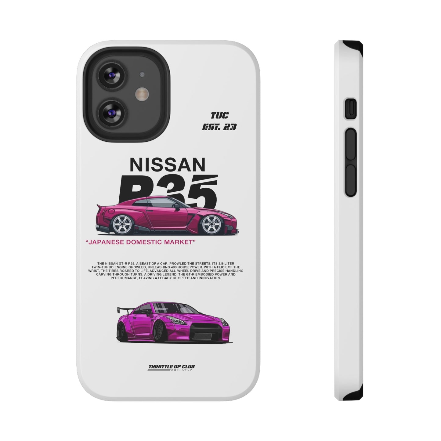 NISSAN GTR R35 WHITE PHONE CASE "JAPANESE ENGENEERING" NEW VERSIONS