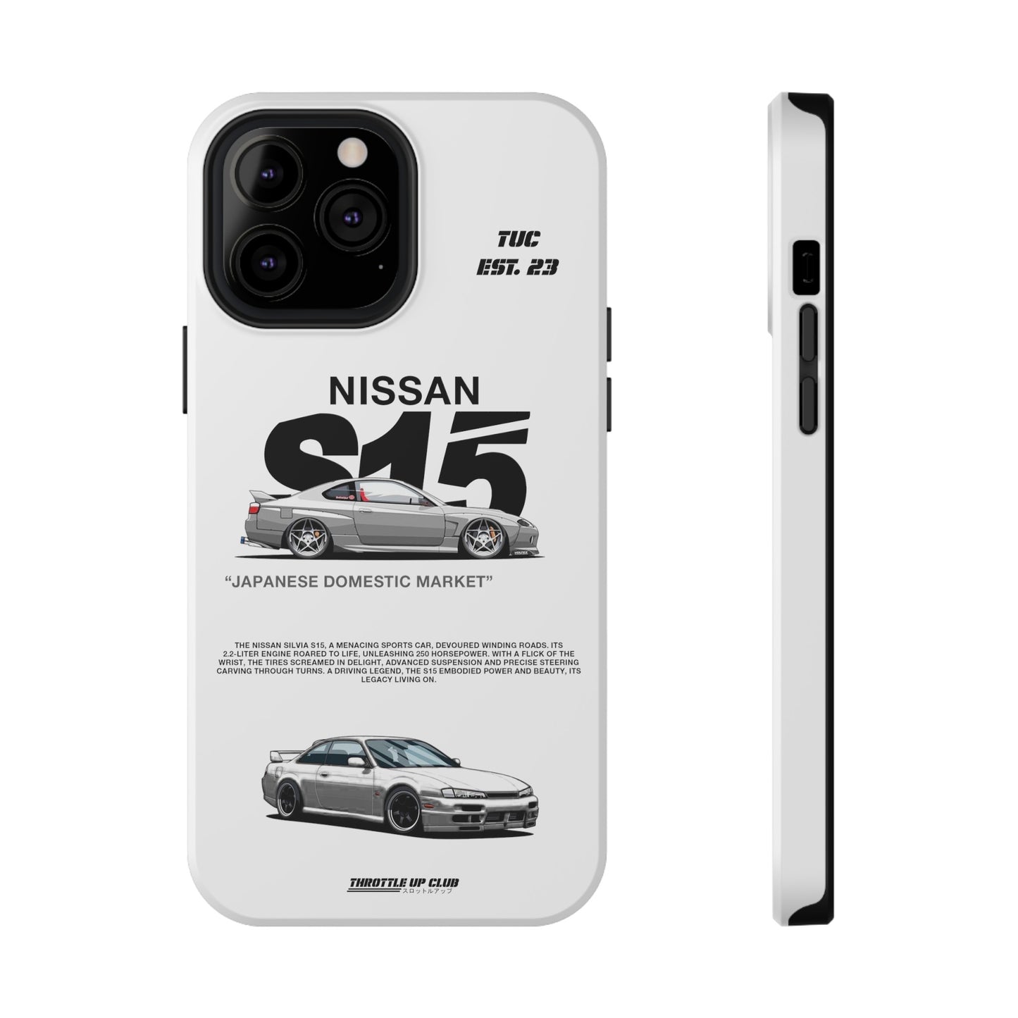 NISSAN SILVIA S15 WHITE PHONE CASE "JAPANESE ENGENEERING" OLD VERSIONS