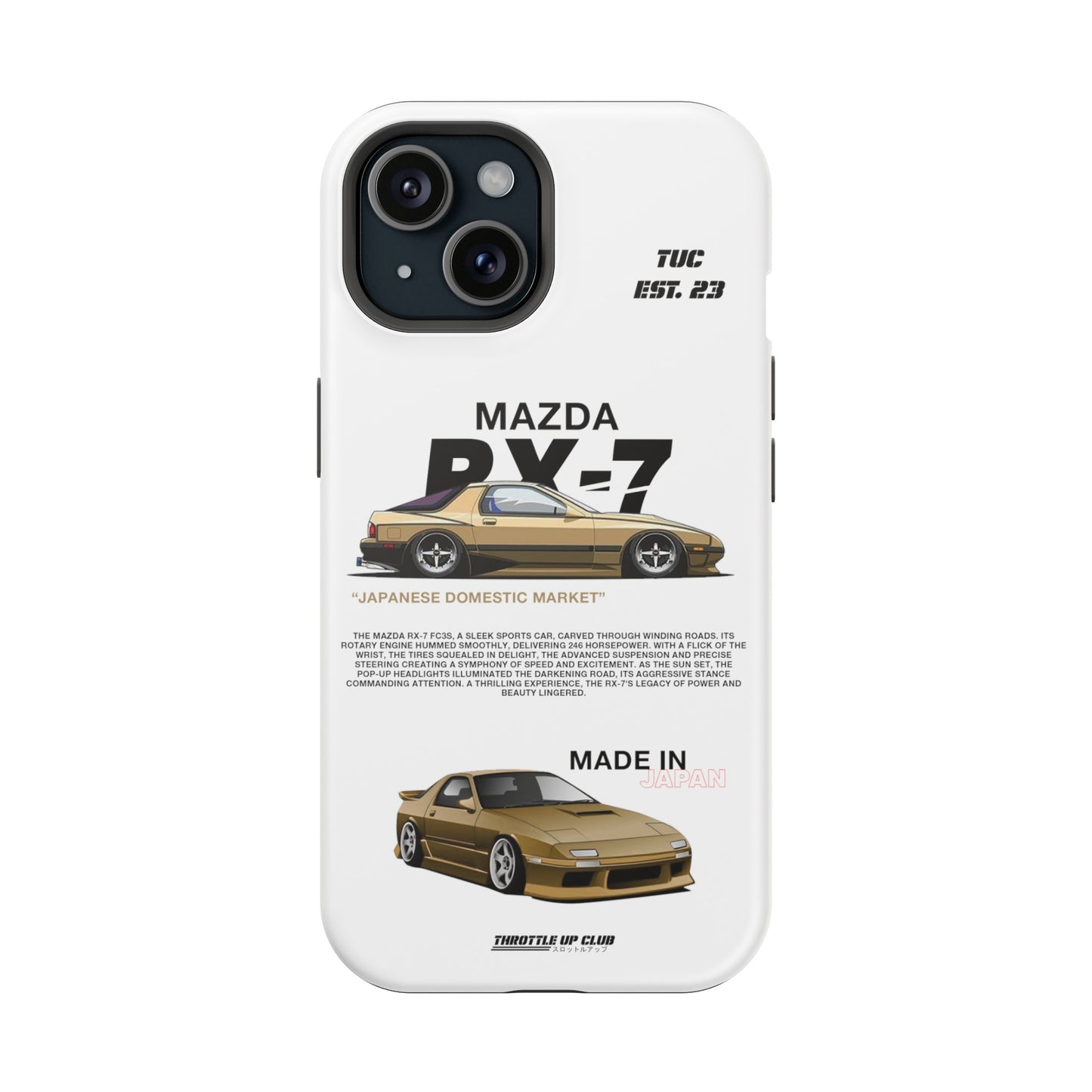 MAZDA RX-7 FC3S PHONE CASE "JAPANESE ENGENEERING" OLD VERSIONS