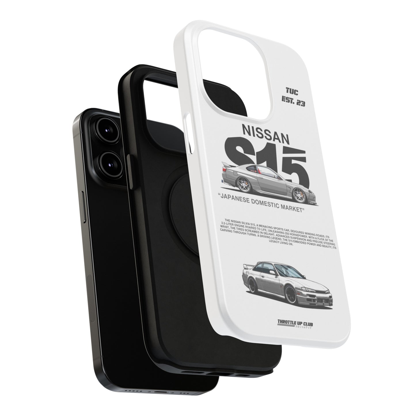 NISSAN SILVIA S15 WHITE PHONE CASE "JAPANESE ENGENEERING" OLD VERSIONS