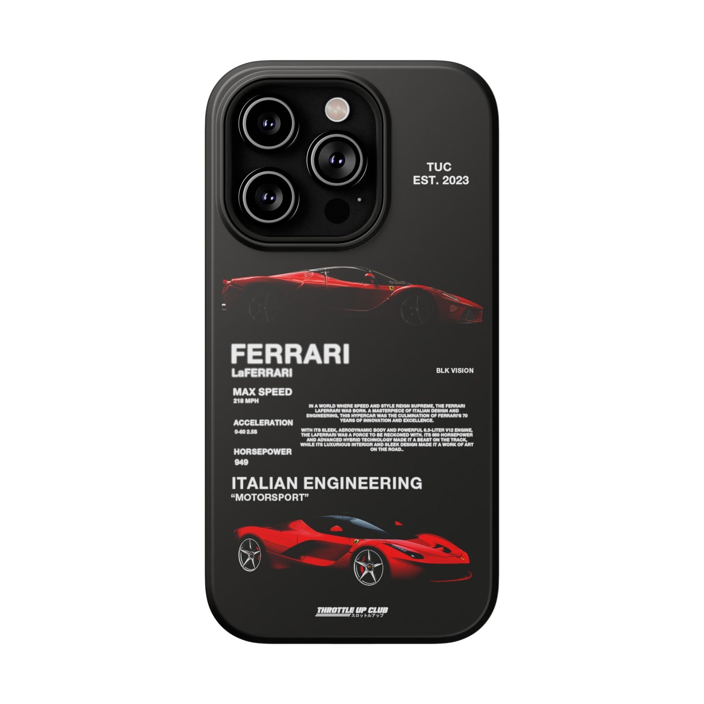 FERRARI LaFERRARI "ITALIAN ENGINEERING" BLK VISION PHONE CASE