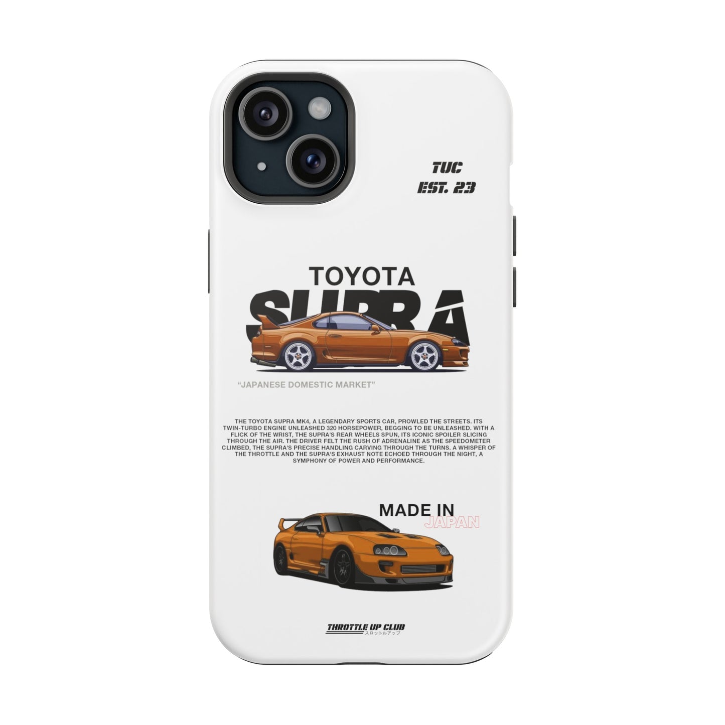 TOYOTA SUPRA MK4 PHONE  CASE "JAPANESE ENGENEERING" OLD VERSIONS