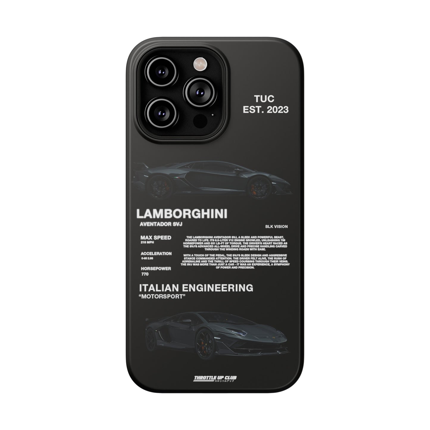 LAMBORGHINI AVENTADOR SVJ "ITALIAN ENGINEERING" BLK VISION PHONE CASE