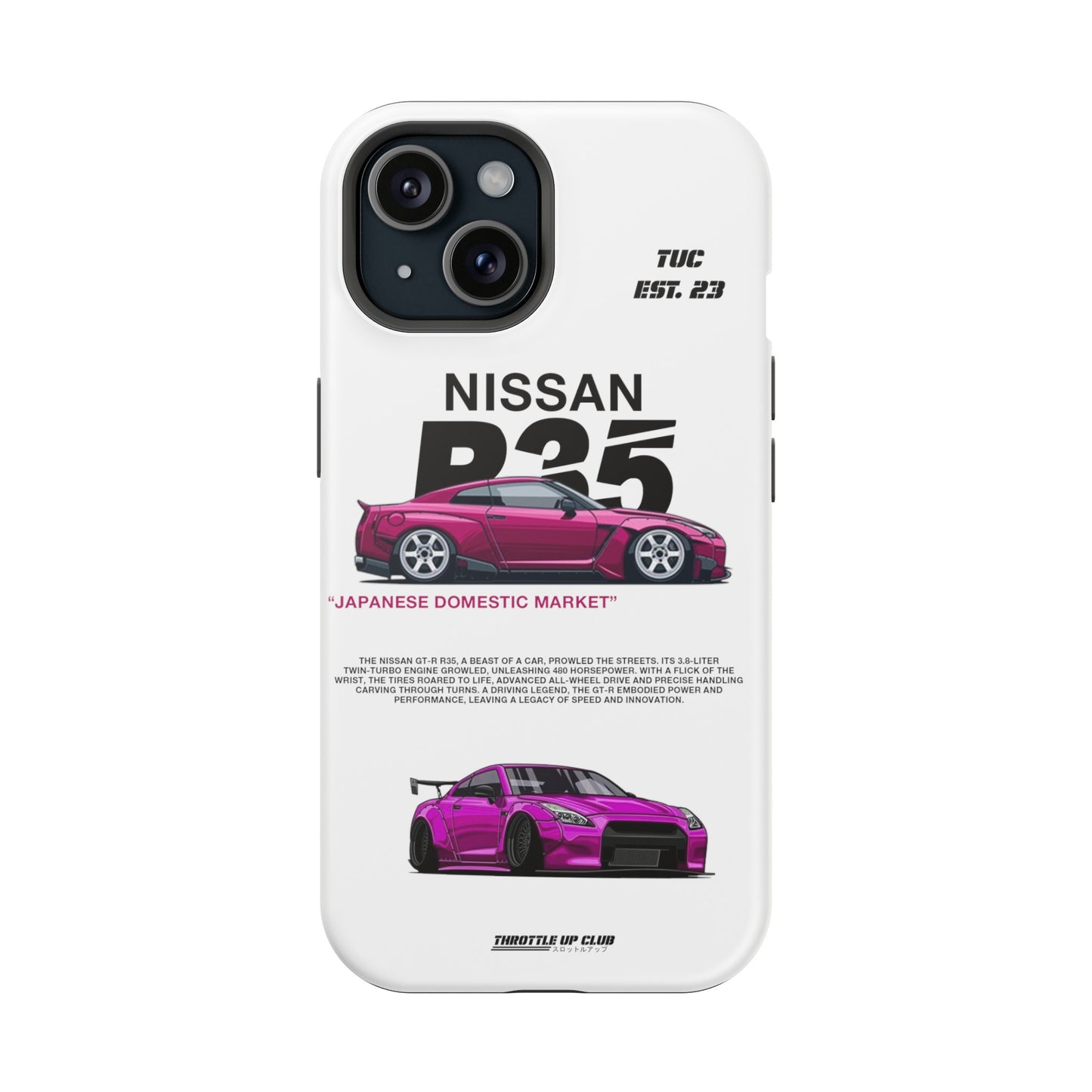 NISSAN GTR R35 WHITE PHONE CASE "JAPANESE ENGENEERING" NEW VERSIONS