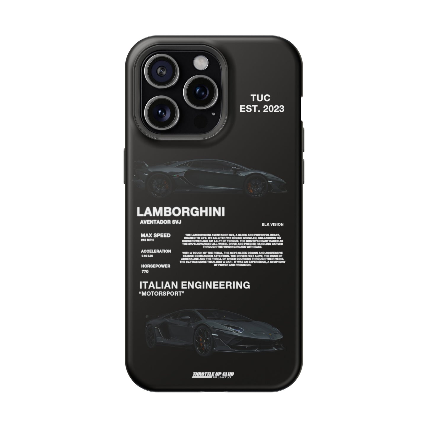 LAMBORGHINI AVENTADOR SVJ "ITALIAN ENGINEERING" BLK VISION PHONE CASE