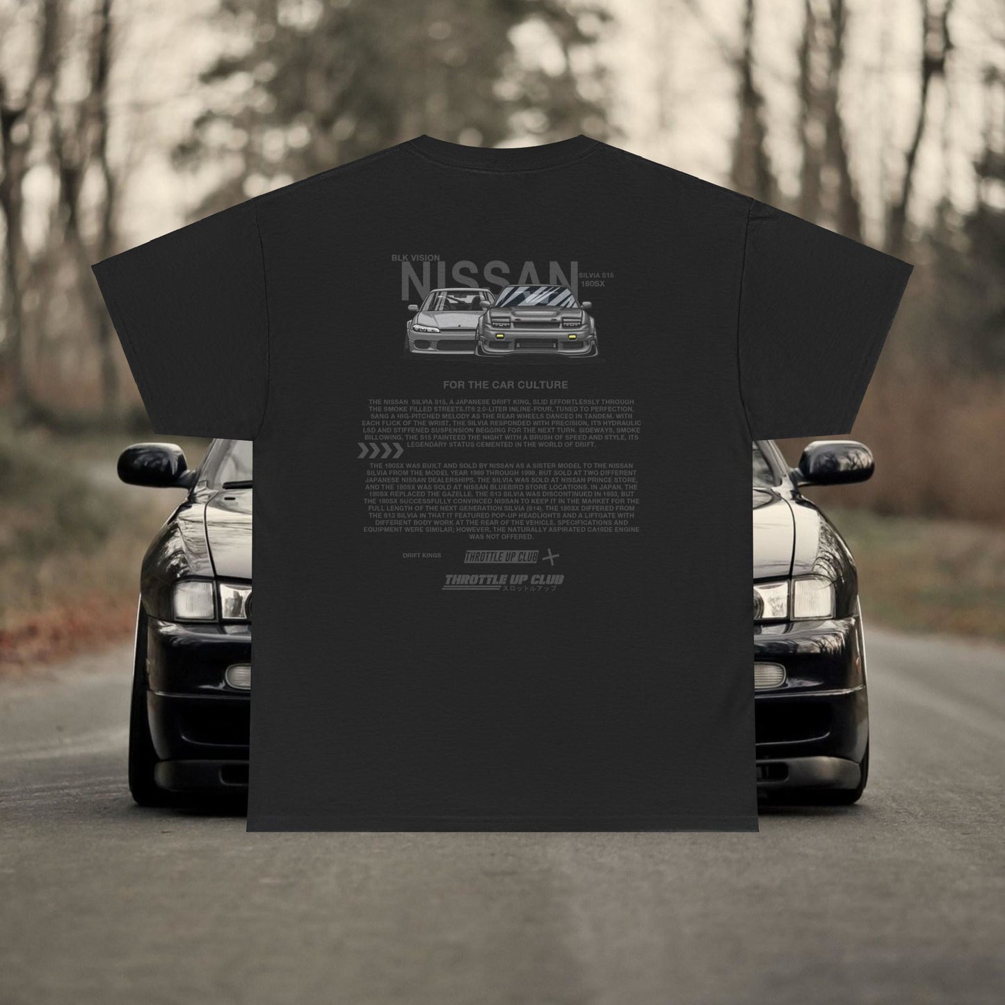 NISSAN SILVIA S15 AND NISSAN 180SX "BLK VISION" T-SHIRT IN BLACK