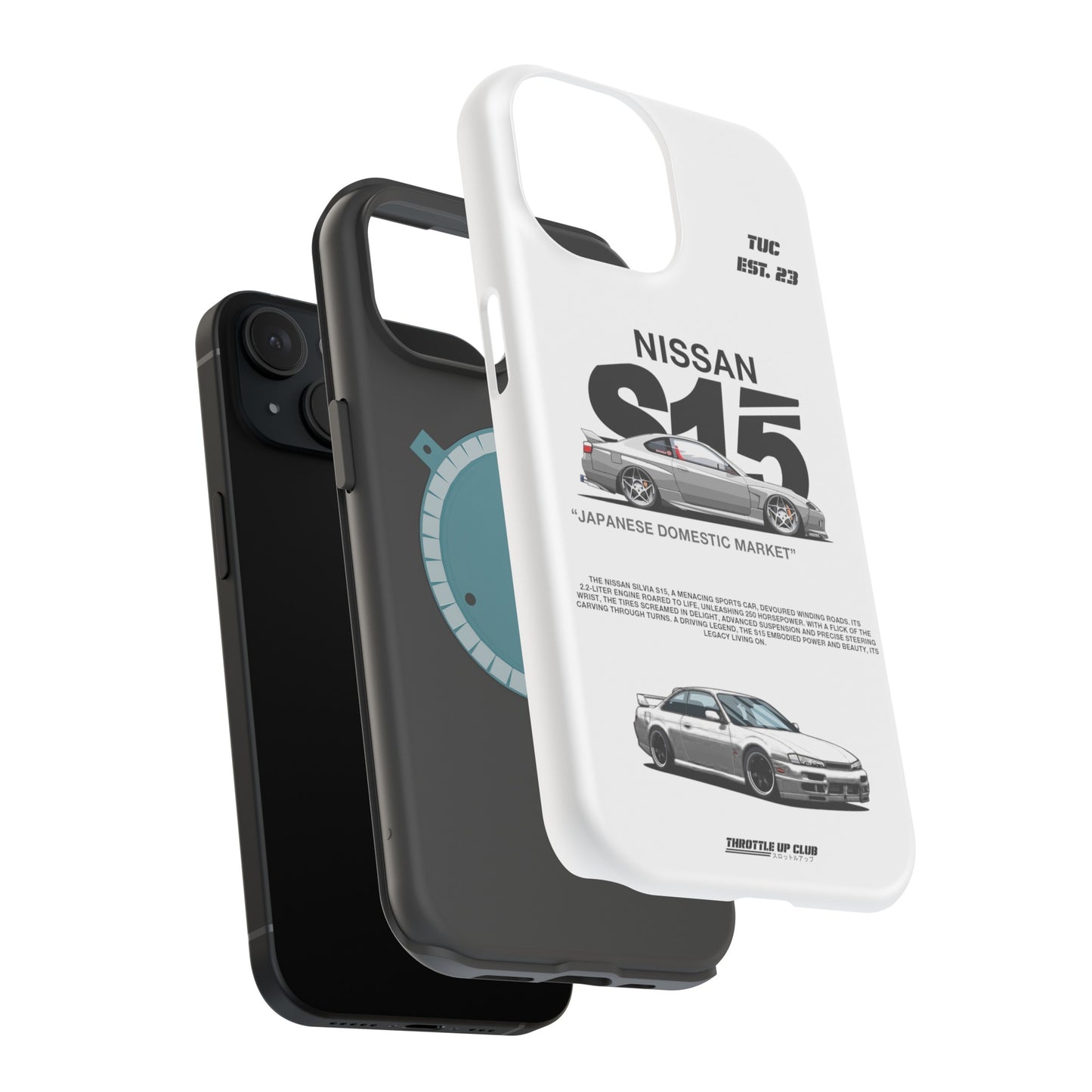 NISSAN SILVIA S15 WHITE PHONE CASE "JAPANESE ENGENEERING" OLD VERSIONS