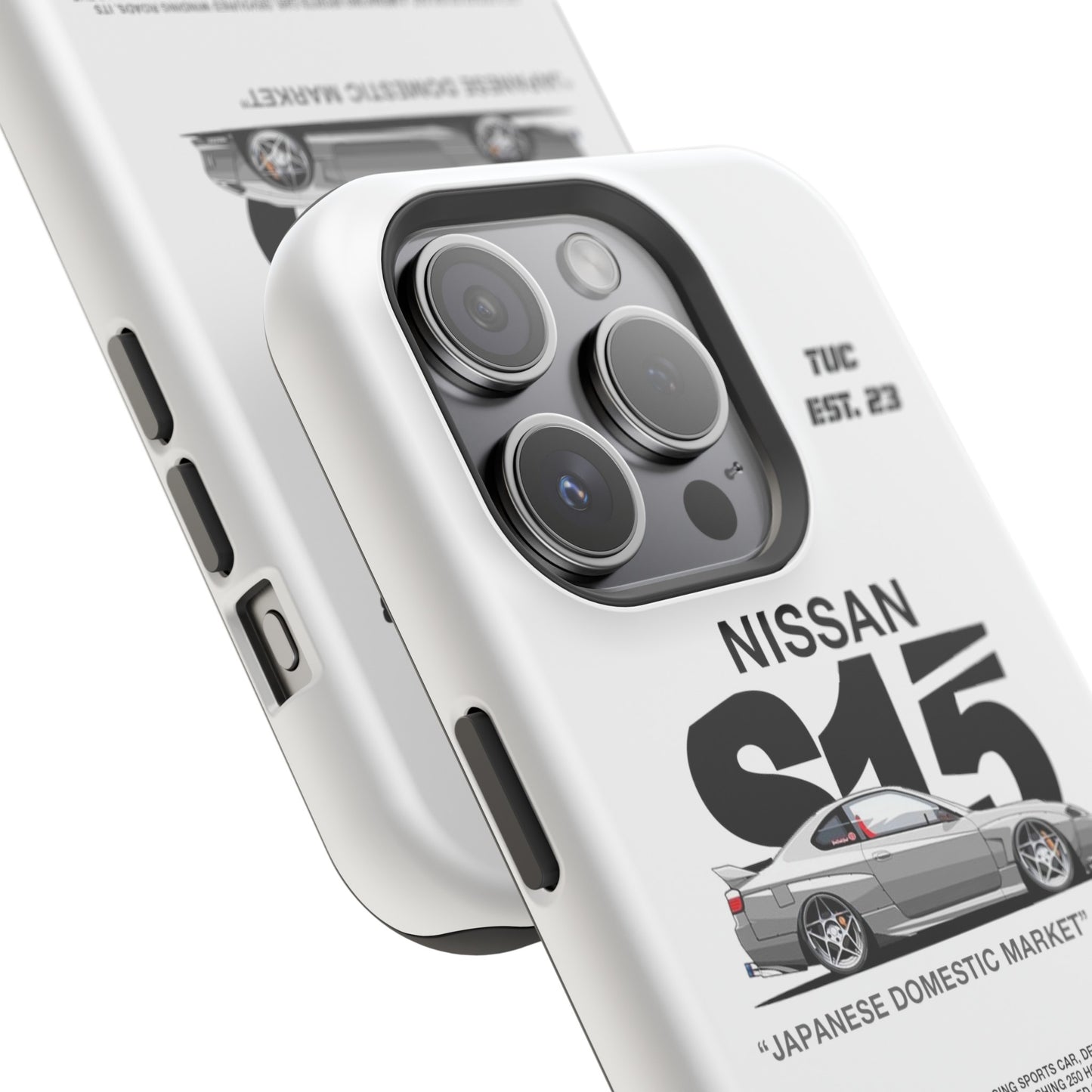 NISSAN SILVIA S15 WHITE PHONE CASE "JAPANESE ENGENEERING" OLD VERSIONS