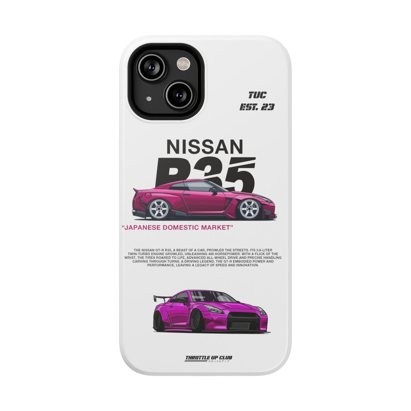 NISSAN GTR R35 WHITE PHONE CASE "JAPANESE ENGENEERING" NEW VERSIONS