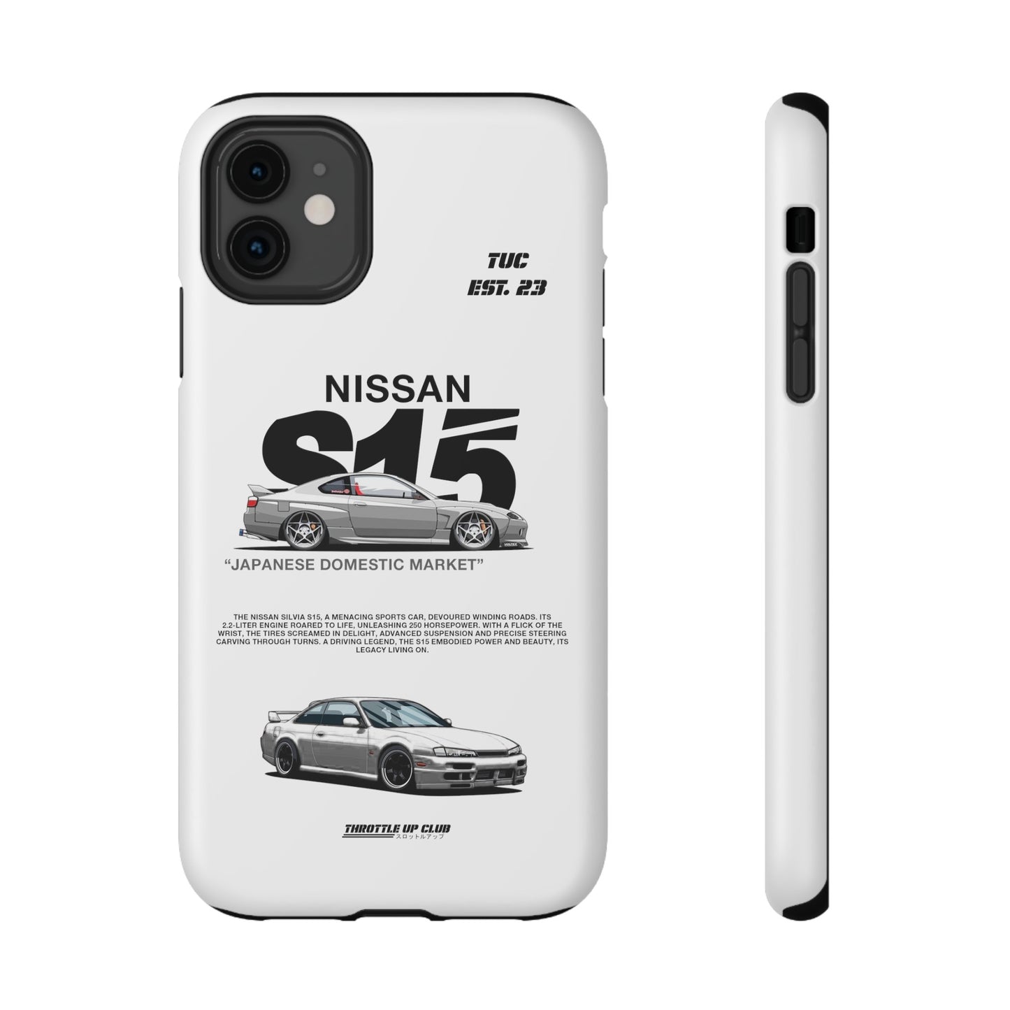 NISSAN SILVIA S15 WHITE PHONE CASE "JAPANESE ENGENEERING" OLD VERSIONS