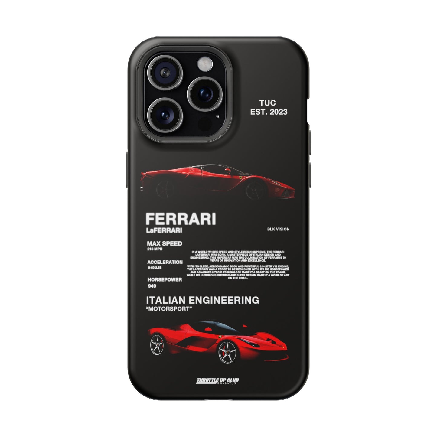 FERRARI LaFERRARI "ITALIAN ENGINEERING" BLK VISION PHONE CASE