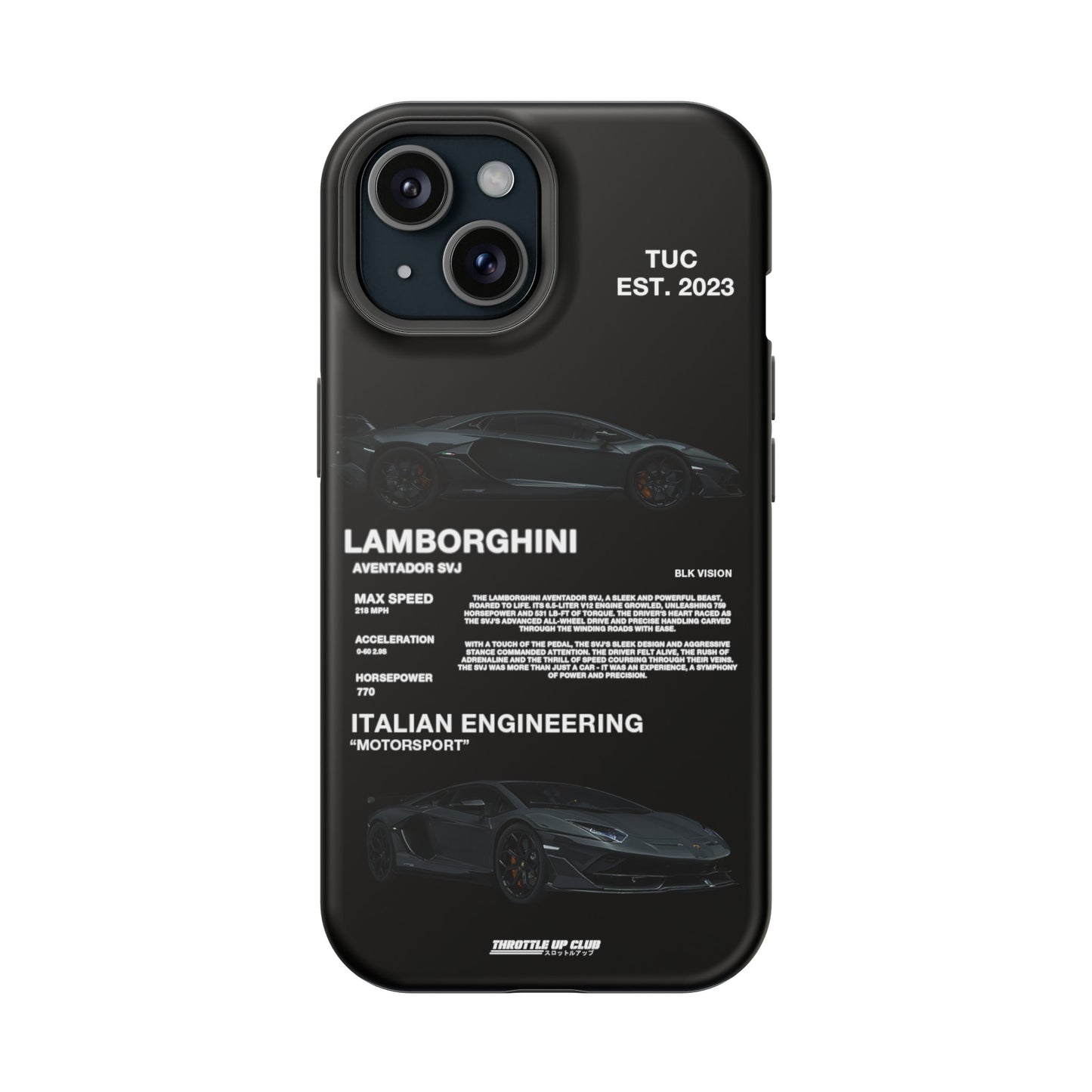 LAMBORGHINI AVENTADOR SVJ "ITALIAN ENGINEERING" BLK VISION PHONE CASE