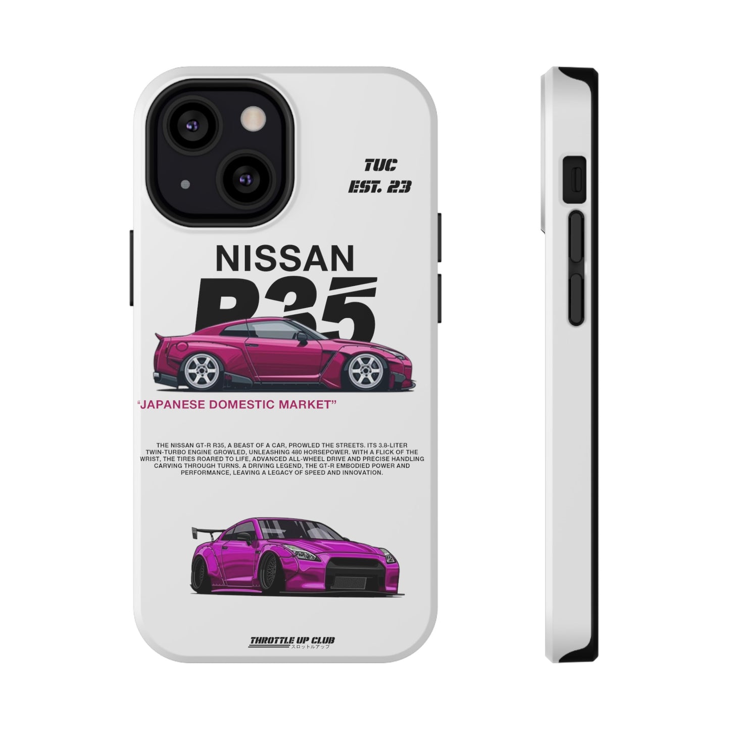 NISSAN GTR R35 WHITE PHONE CASE "JAPANESE ENGENEERING" NEW VERSIONS