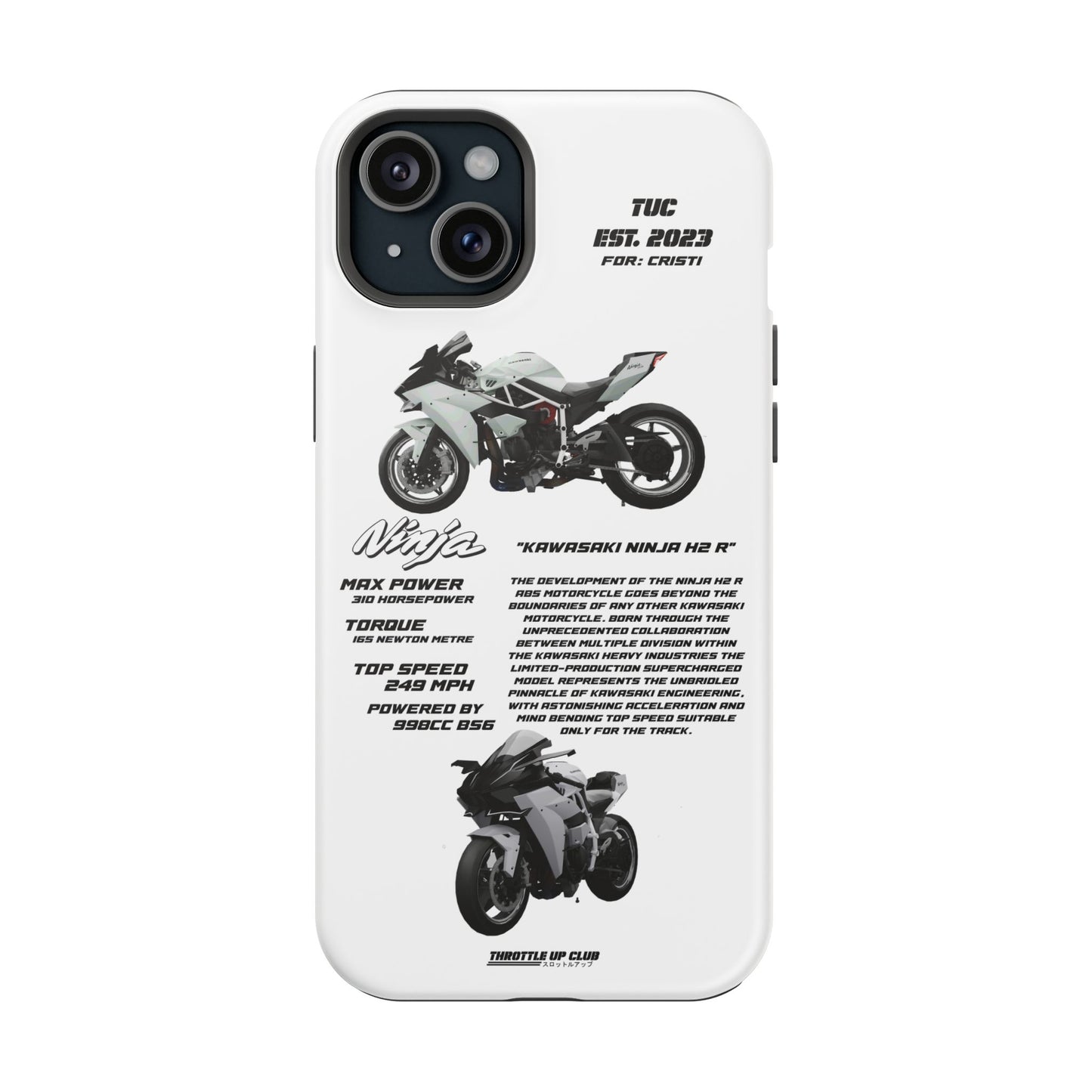 Ninja Kawasaki H2 PHONE CASE IN WHITE