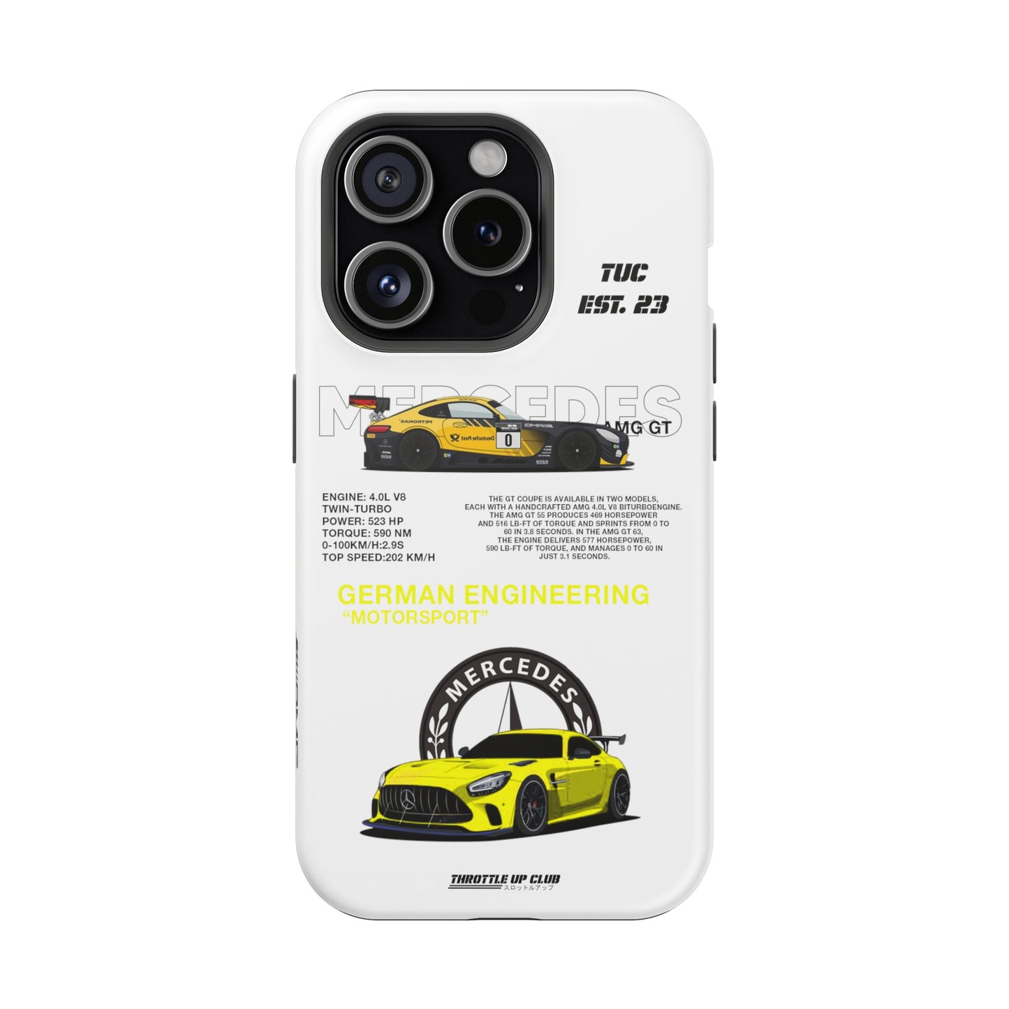 MERCEDES AMG GT PHONE CASE  "GERMAN ENGENEERING"