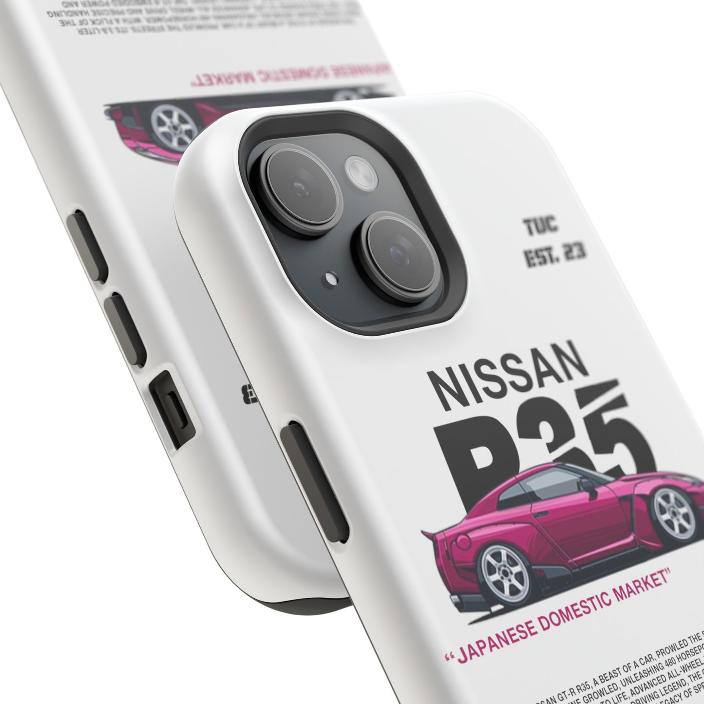 NISSAN GTR R35 WHITE PHONE CASE "JAPANESE ENGENEERING" NEW VERSIONS