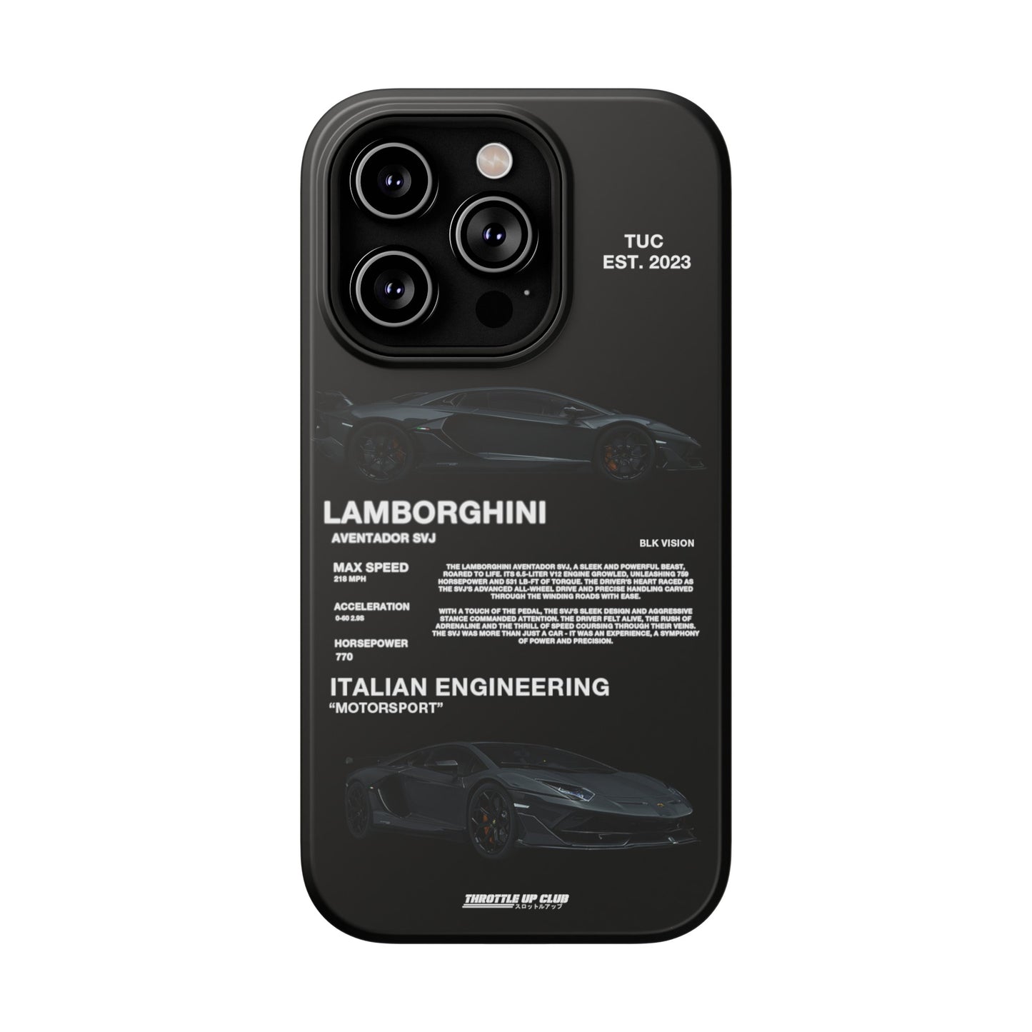 LAMBORGHINI AVENTADOR SVJ "ITALIAN ENGINEERING" BLK VISION PHONE CASE